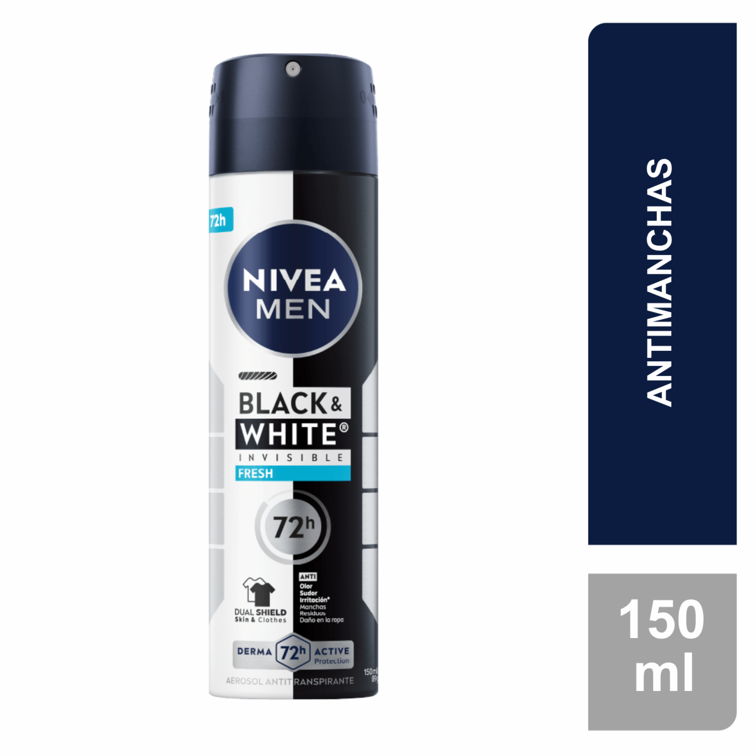 Desodorante En Aerosol Para Caballero Invisible Black & White Fresh NIVEA MEN 150 Ml