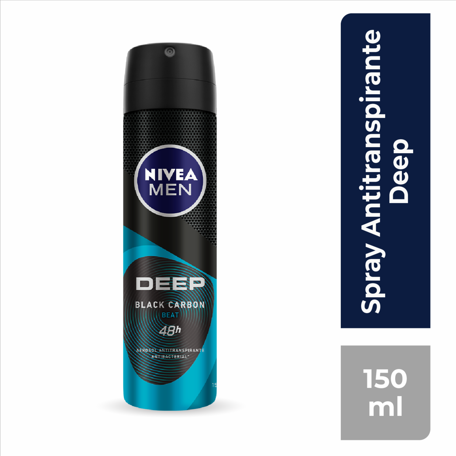 Desodorante En Aerosol Para Caballero Deep Amazonía Black Carbón NIVEA MEN 150 Ml