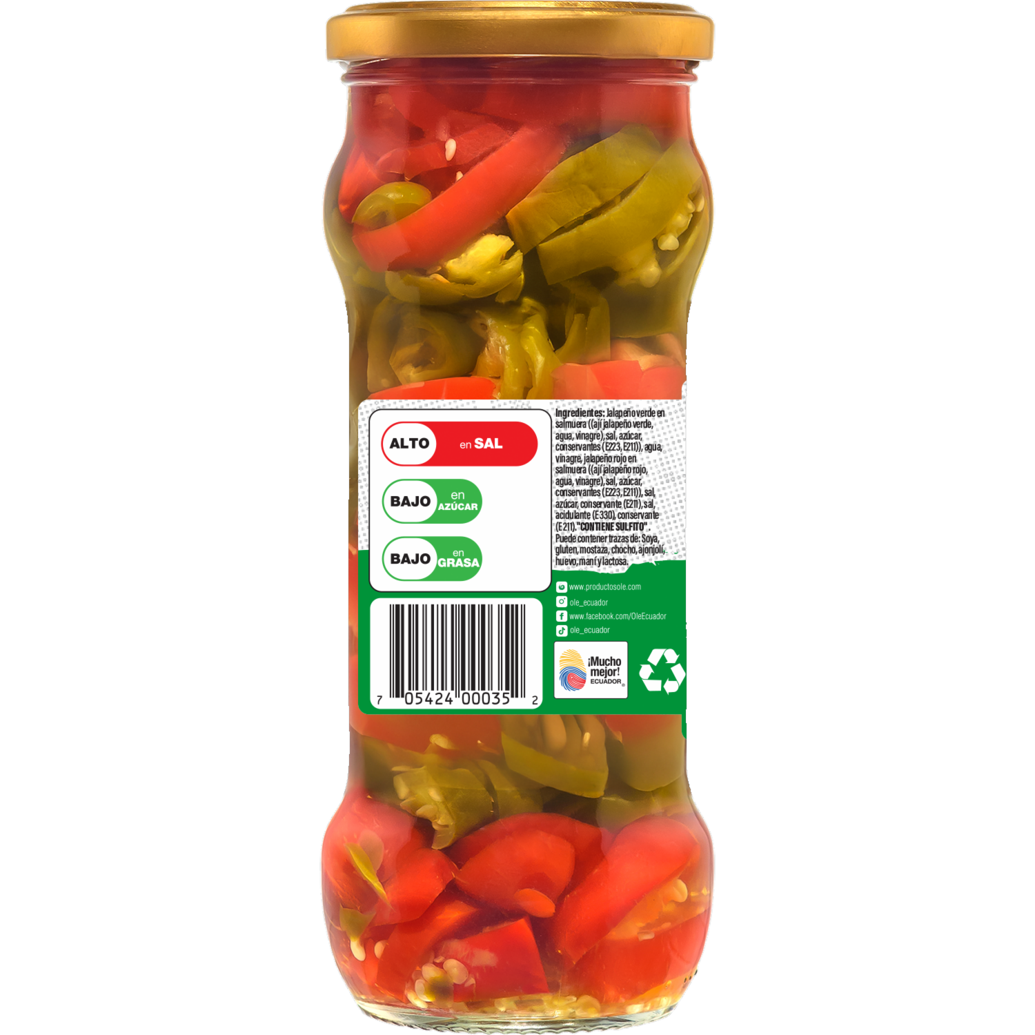 Jalapeños Rojos Verdes OLÉ 370 G