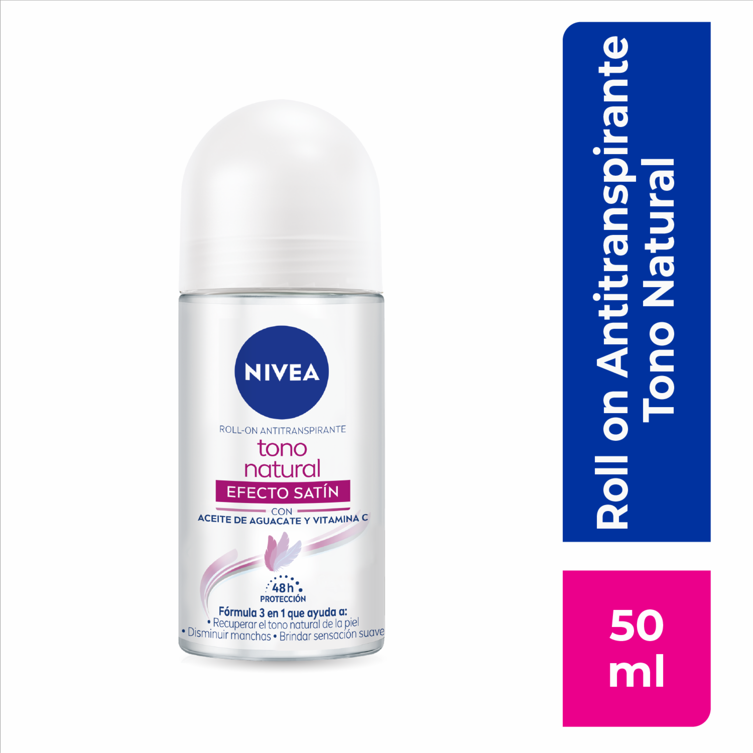 Desodorante En Roll On Para Dama Tono Natural Efecto Satín NIVEA 50 Ml
