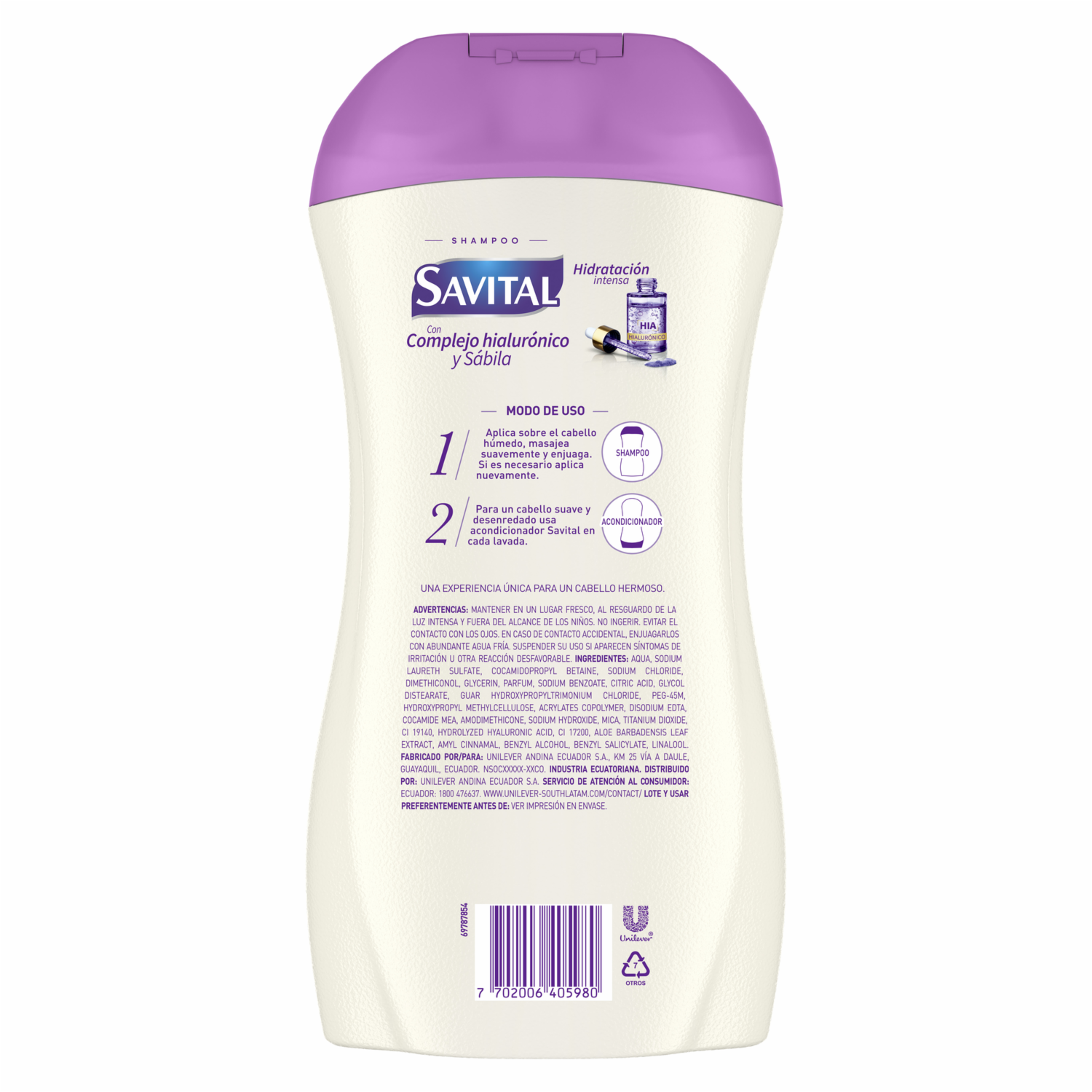 Shampoo De Cabello Complejo Hialurónico Y Sábila SAVITAL 510 Ml