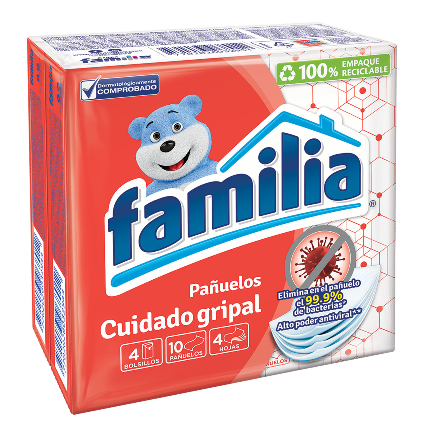 Pañuelos Faciales Cuidado Gripal FAMILIA X 4 Uds