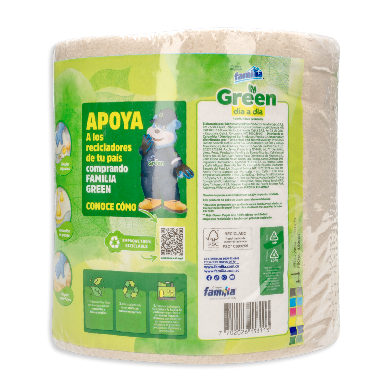 Toalla De Cocina De Papel Green FAMILIA 660 Hojas