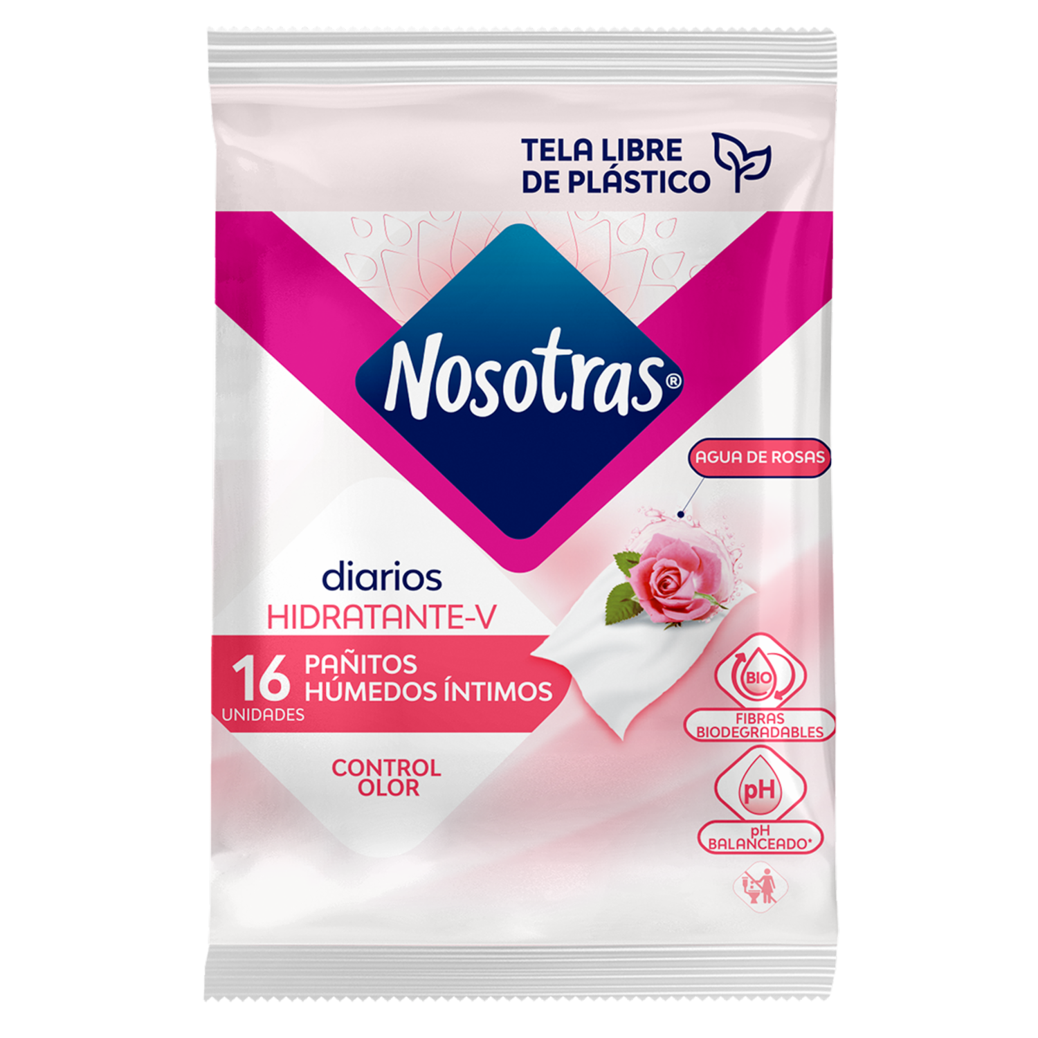 Pañitos Húmedos Agua De Rosas NOSOTRAS X 16 Unidades