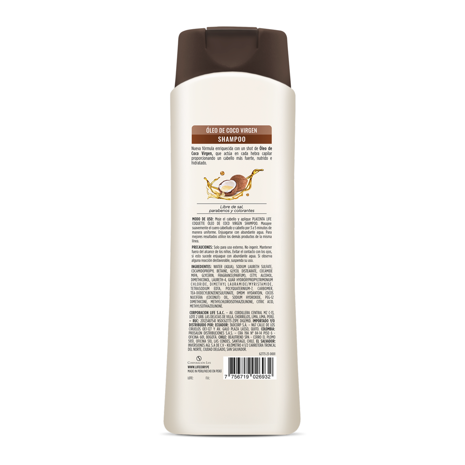 Shampoo De Cabello Óleo De Coco Virgen COQUETTE 400 Ml