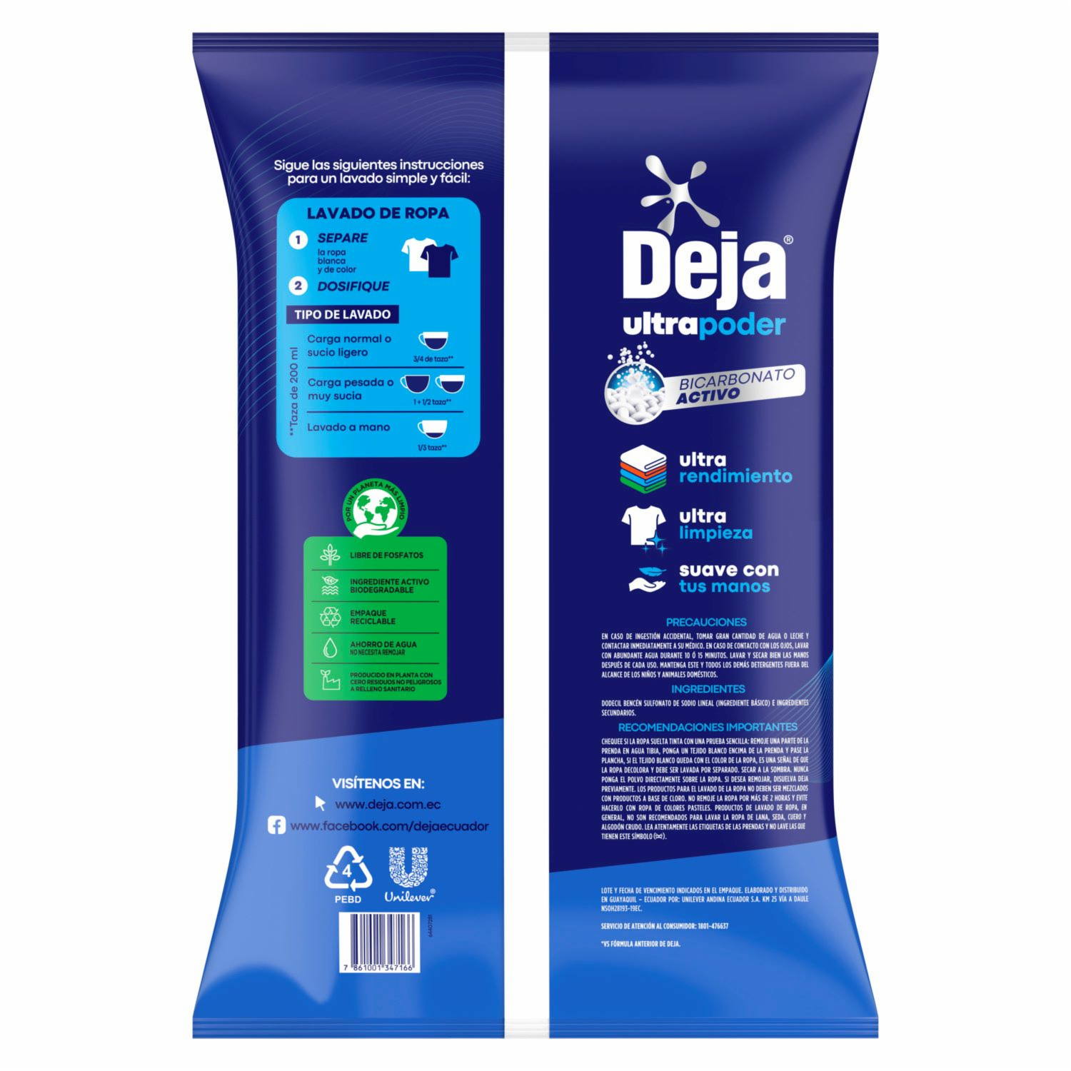 Detergente En Polvo Lavado Perfecto Floral + Bicarbonato DEJA 5 Kg