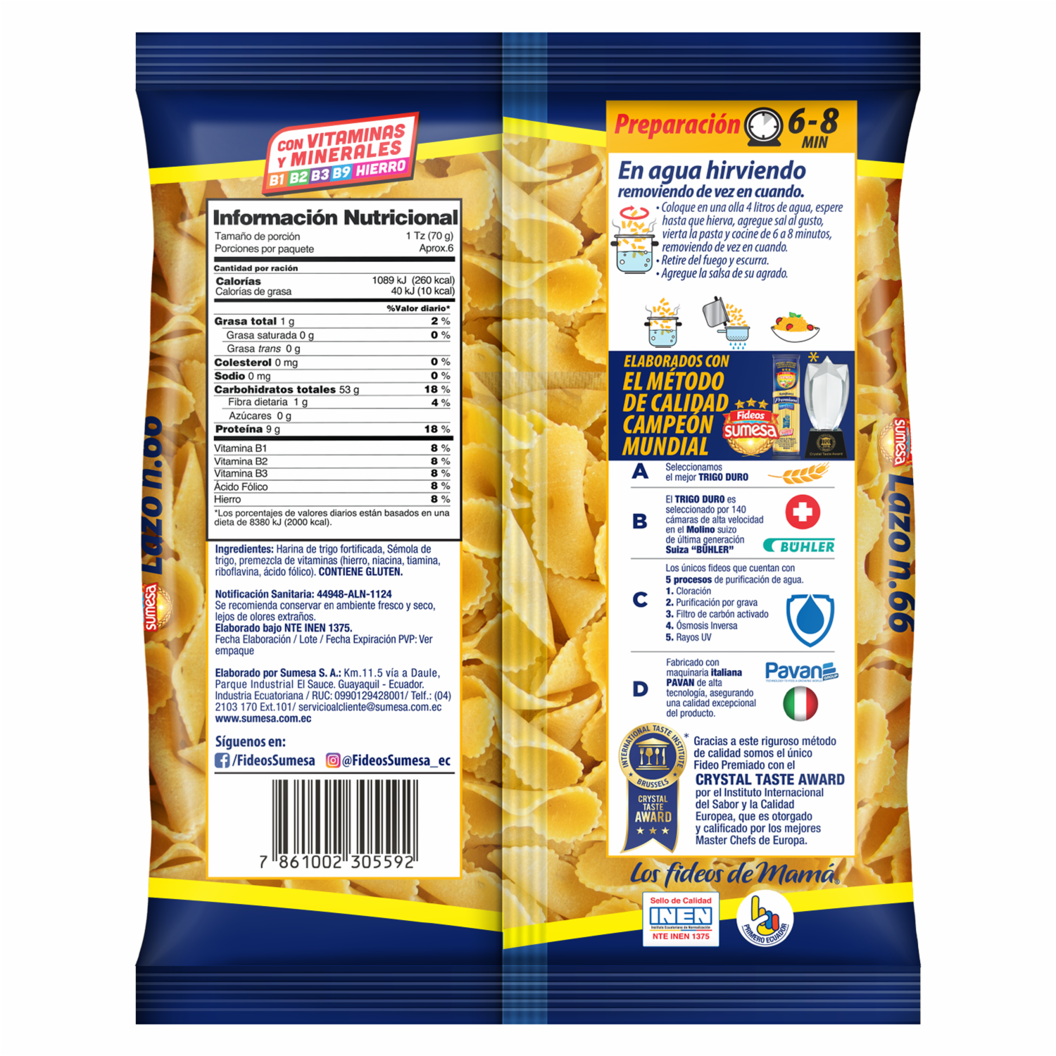 Fideo Pasta Corta Lazo N°66 SUMESA Funda