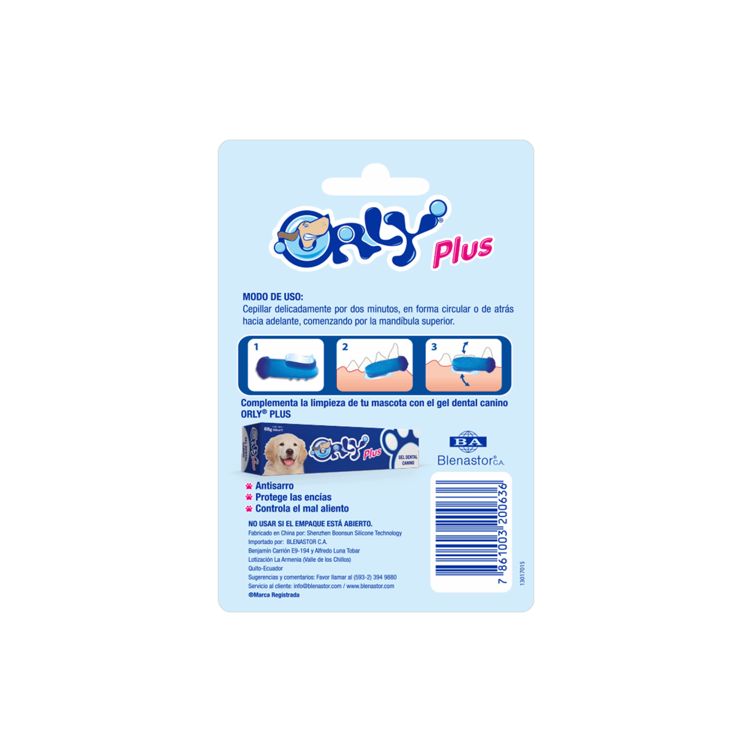 Cepillo Dental Para Mascota ORLY 1X2 Uds