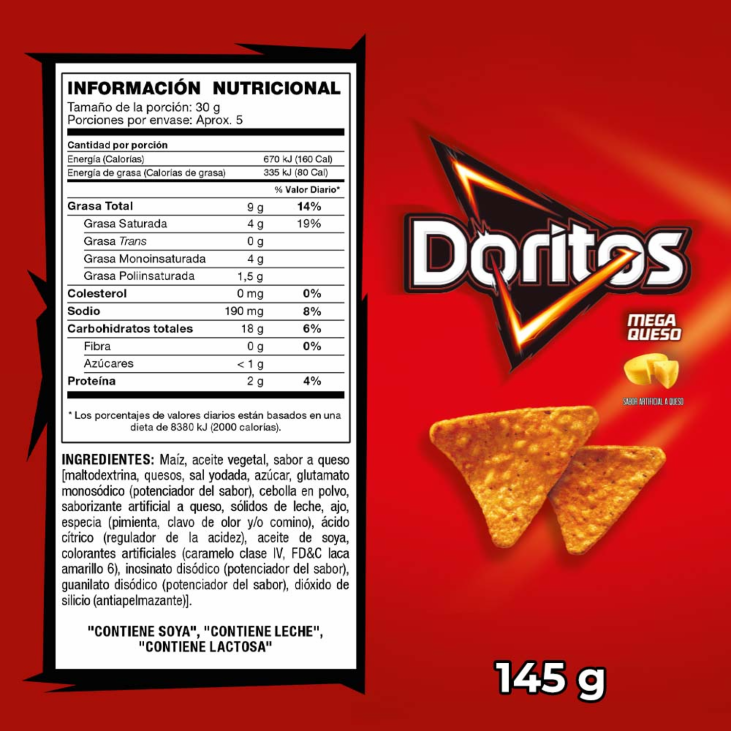 Bocaditos De Maíz Mega Queso DORITOS 145 G