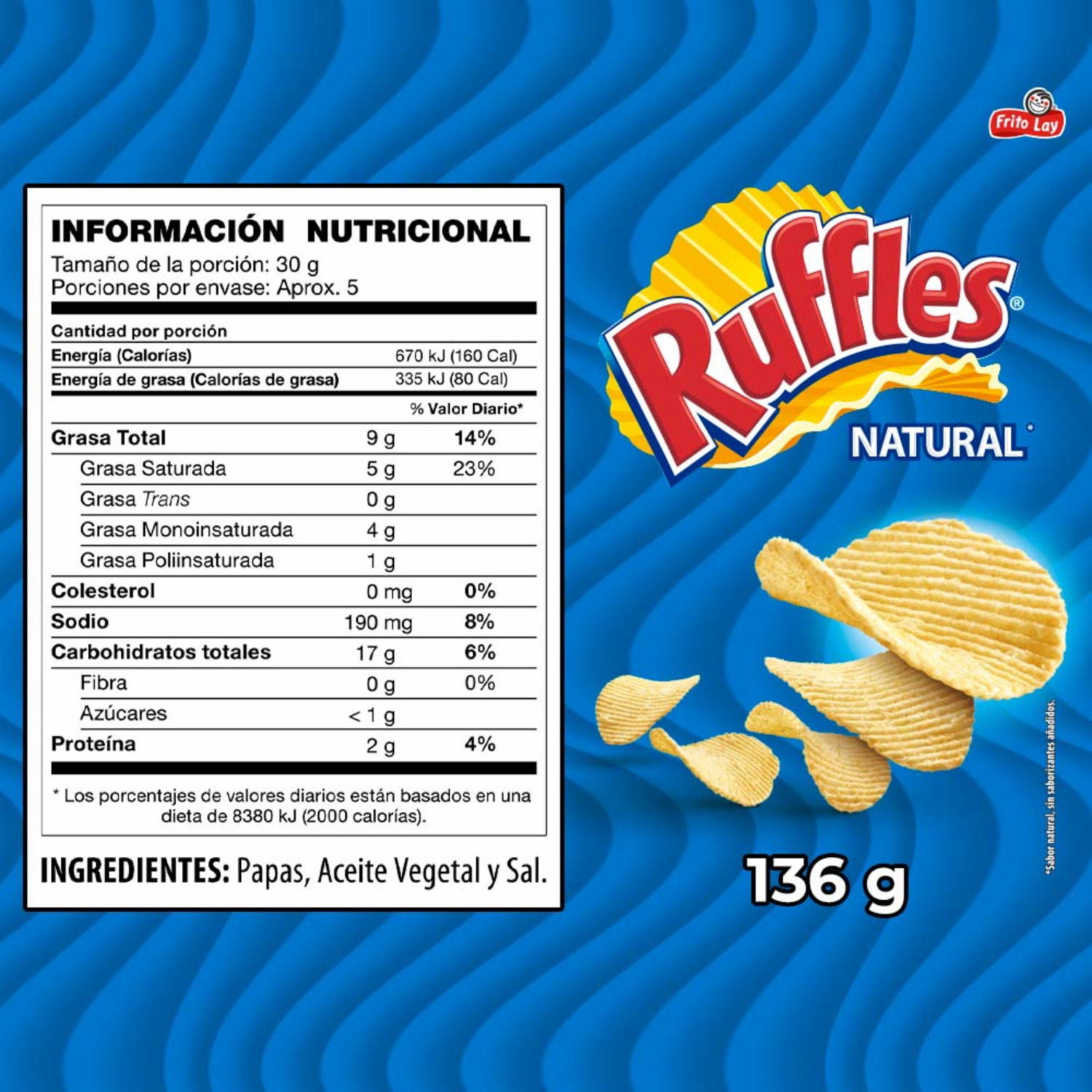Papas Fritas Sabor Natural RUFFLES 136 G