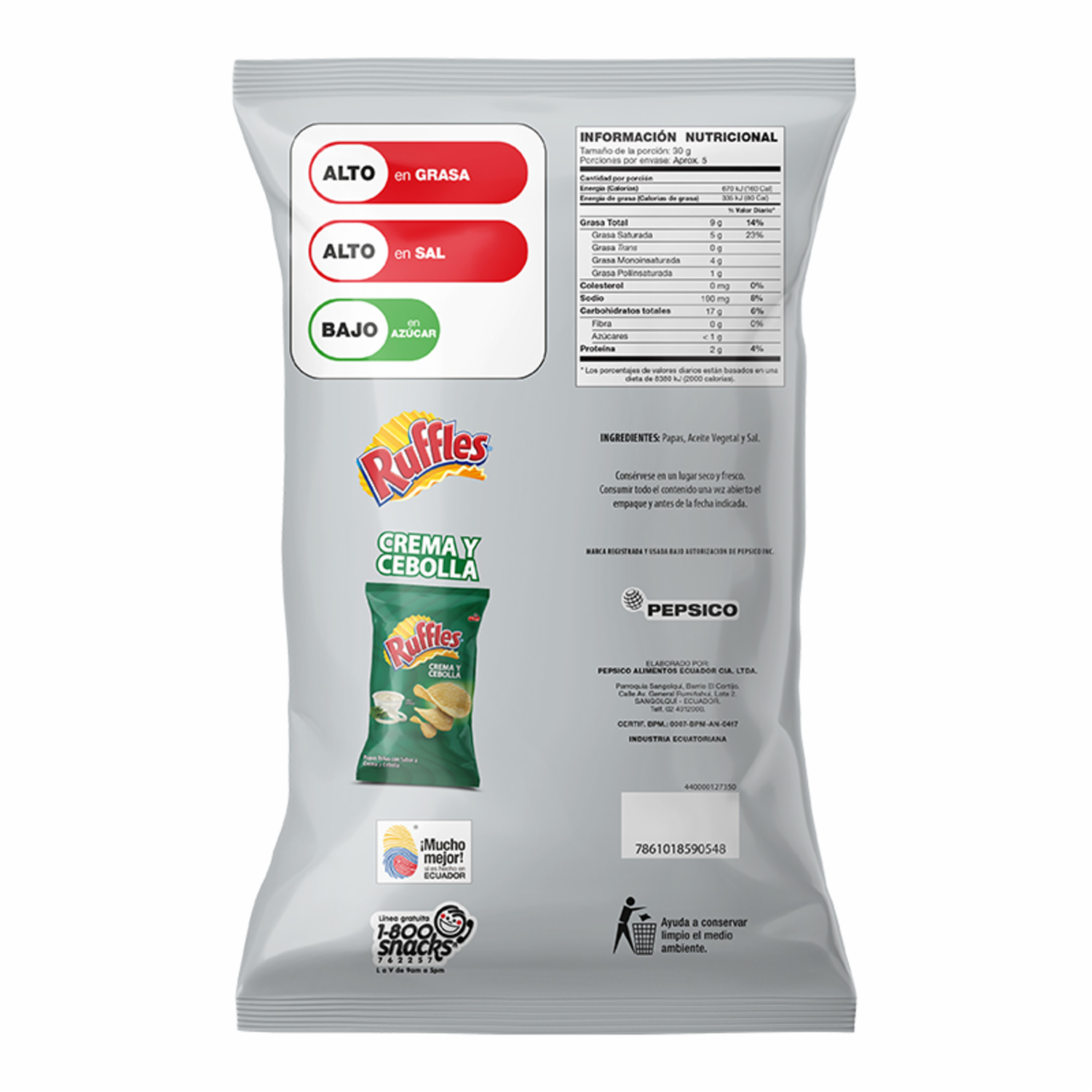 Papas Fritas Sabor Natural RUFFLES 136 G