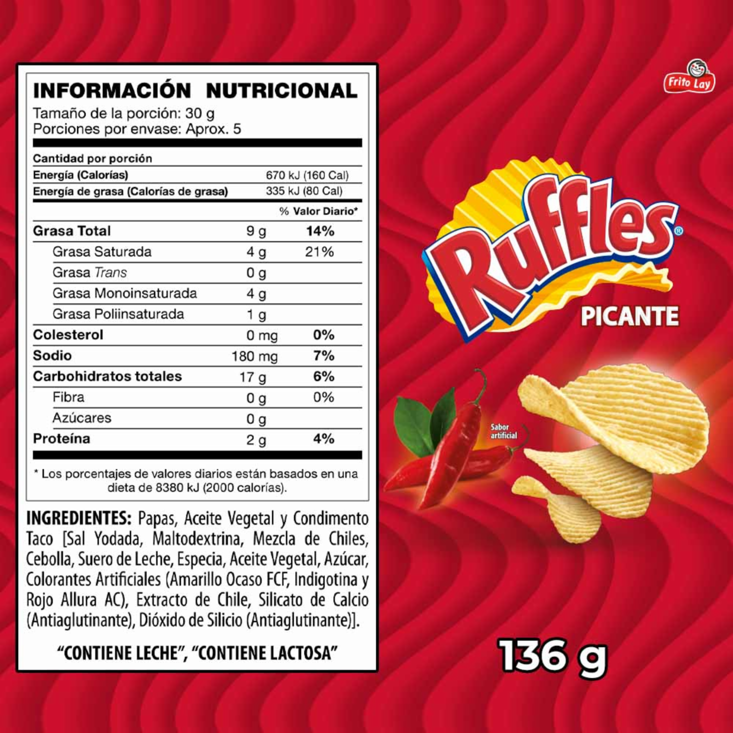 Papas Fritas Sabor A Picante RUFFLES 136 G