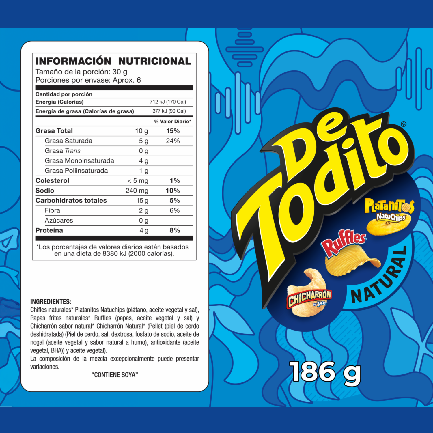 Bocaditos Snack Sabor Natural DE TODITO 186 G