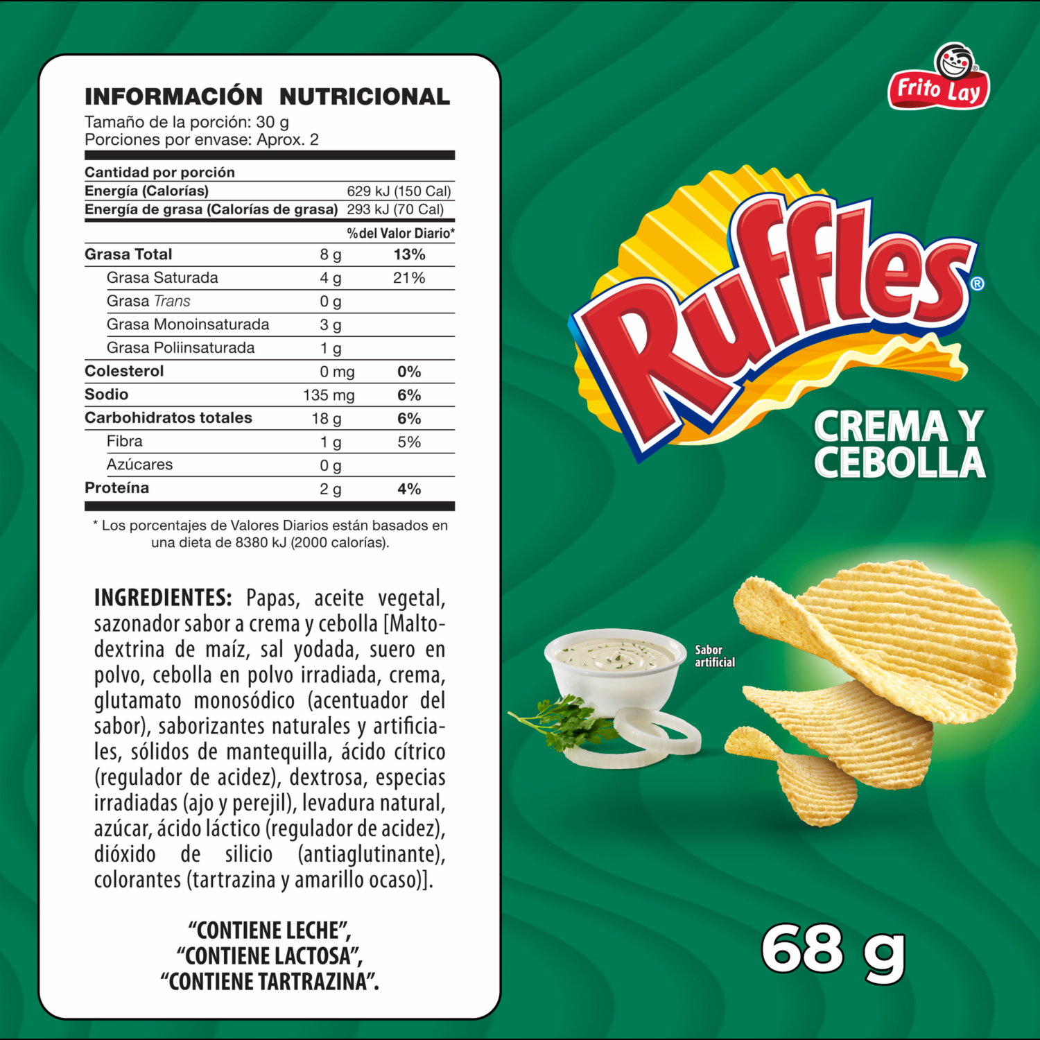Papas Fritas Sabor A Crema Y Cebolla RUFFLES 68 G