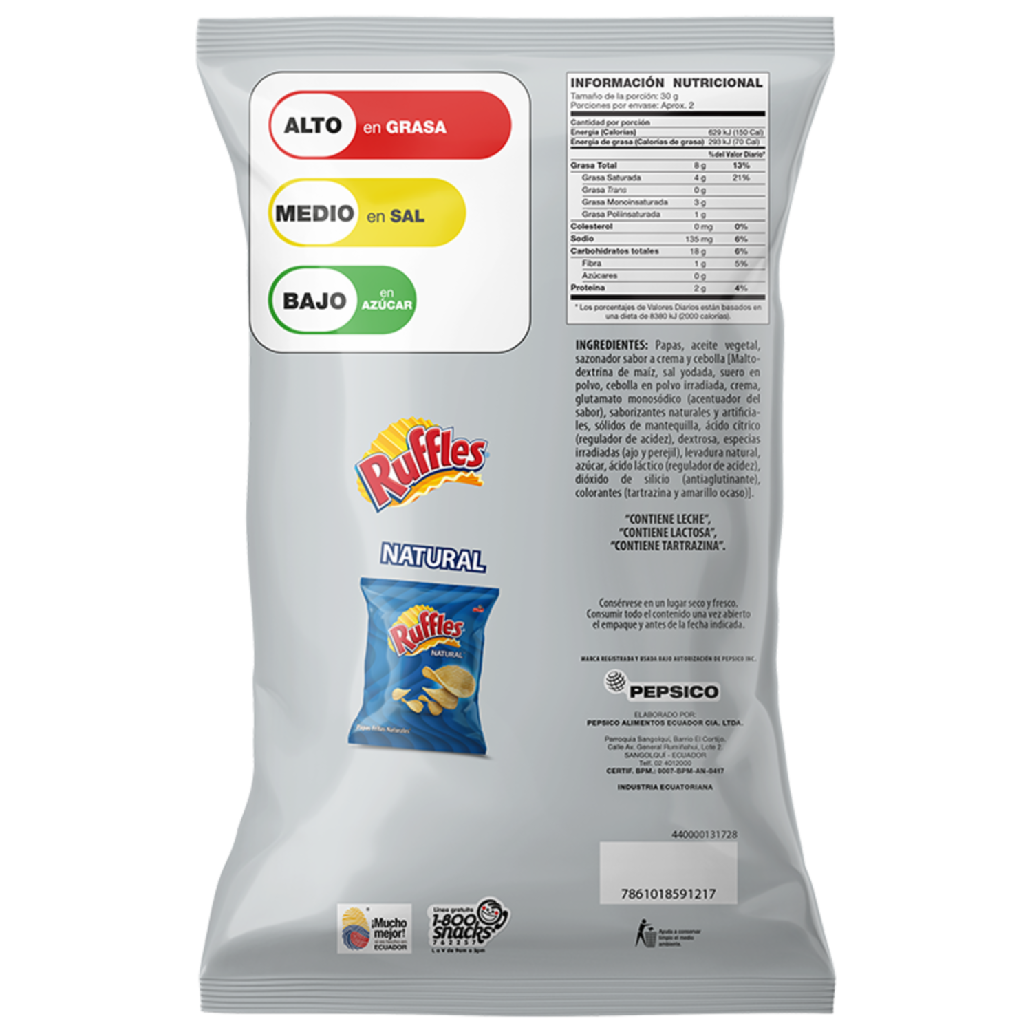 Papas Fritas Sabor A Crema Y Cebolla RUFFLES 68 G