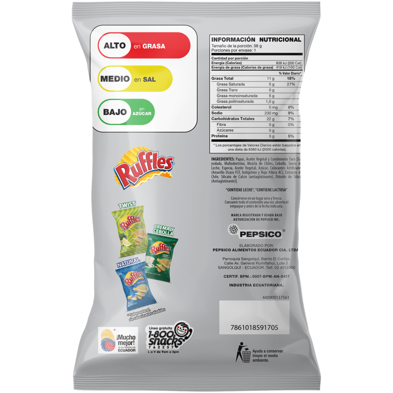 Papas Fritas Sabor Picante RUFFLES 38 G
