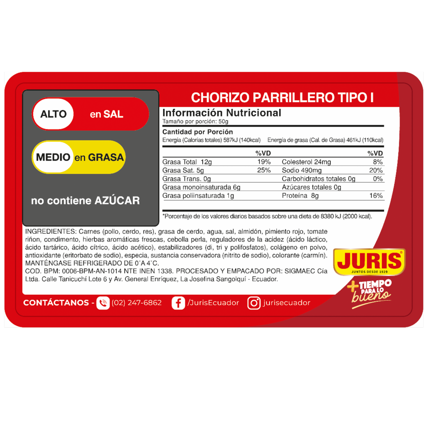 Chorizo Parrillero Tipo I JURIS 6 Uds 300 G