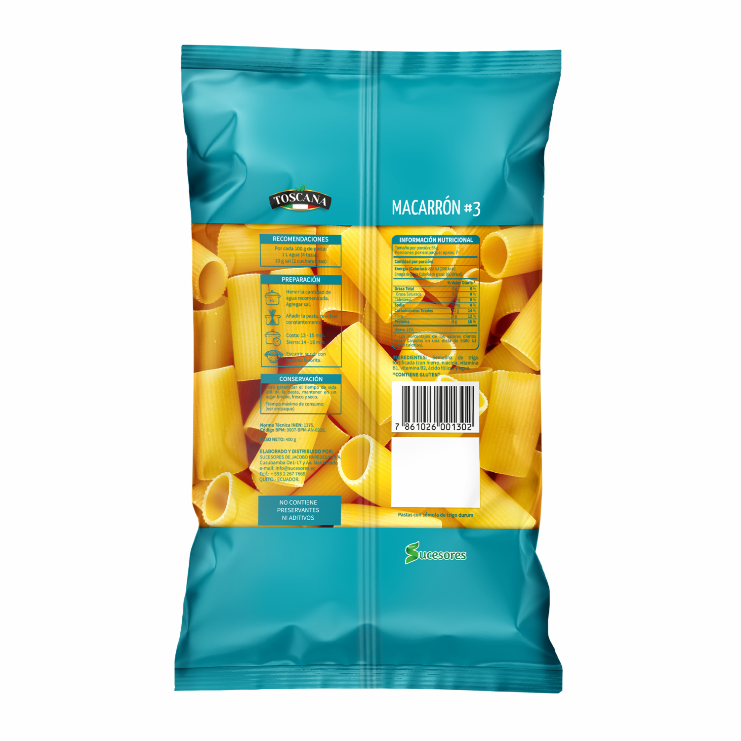 Fideo Macarrón N°3 TOSCANA 400 G