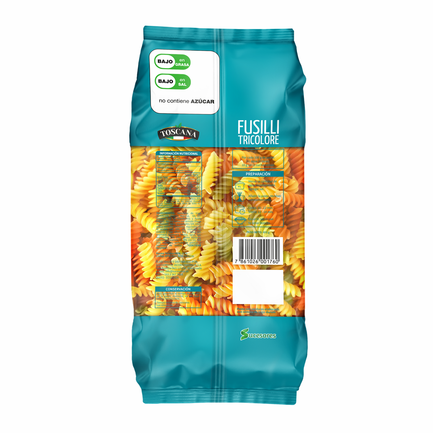Fideo Fusilli Tricolore TOSCANA 400  G
