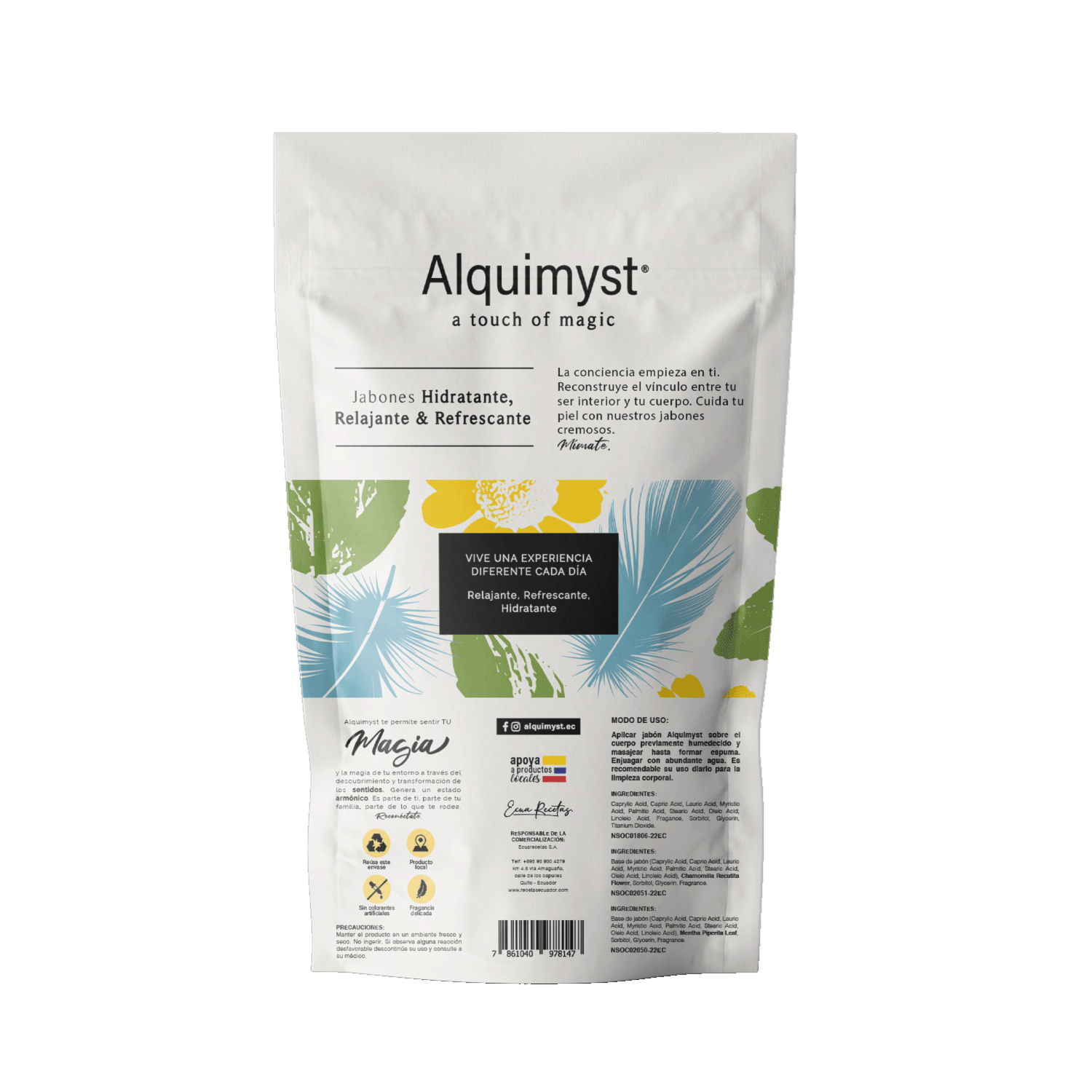 Jabón En Barra Hidratante Refrescante Y Relajante ALQUIMYST 3X90 G
