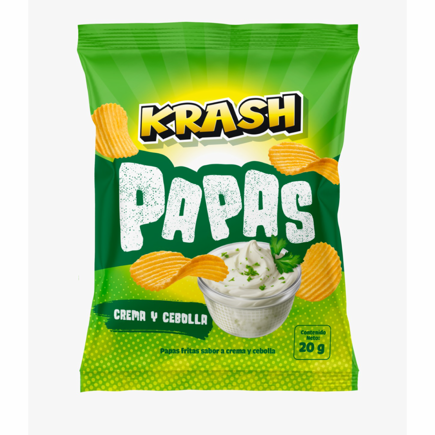 Papas Fritas Sabor A Crema Y Cebolla KRASH 20 G