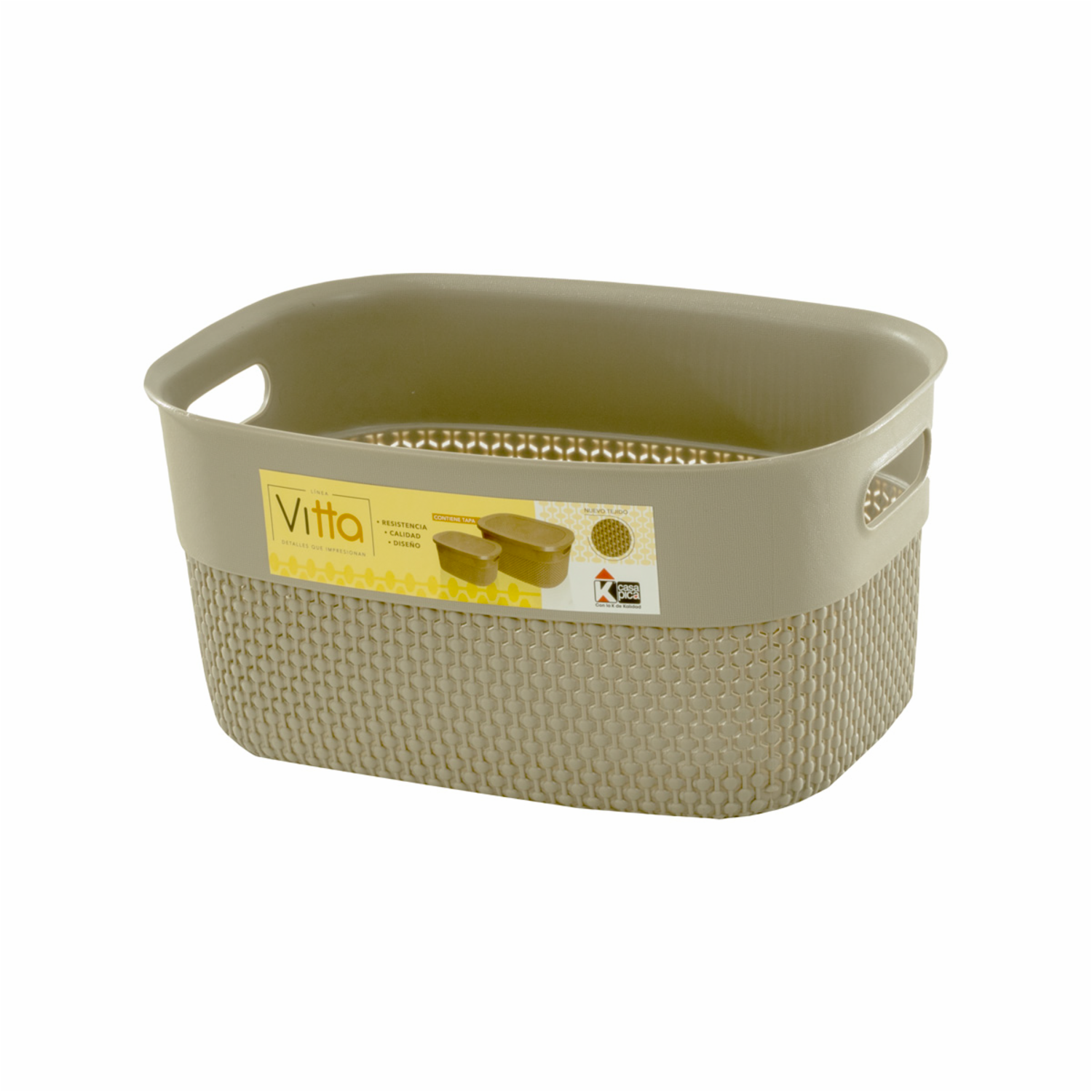 Canastilla Vitta Con Tapa Beige CASA PICA 12 L
