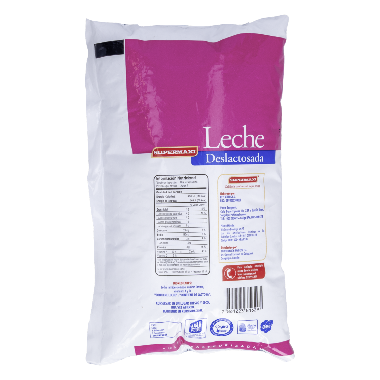 Leche Deslactosada Ultrapasteurizada SUPERMAXI 1000 Ml