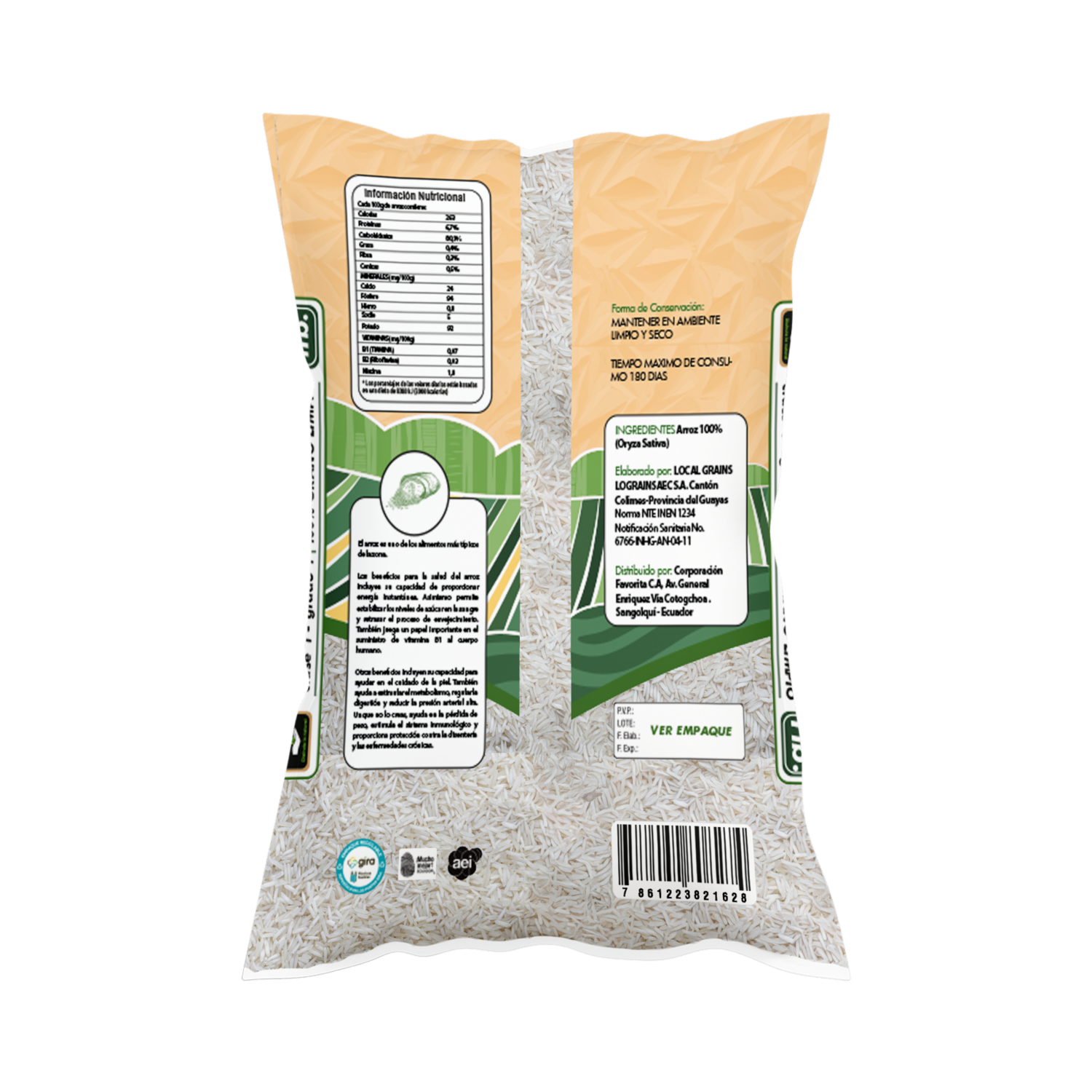 Arroz Blanco Natural EL ARTESANAL 454 G