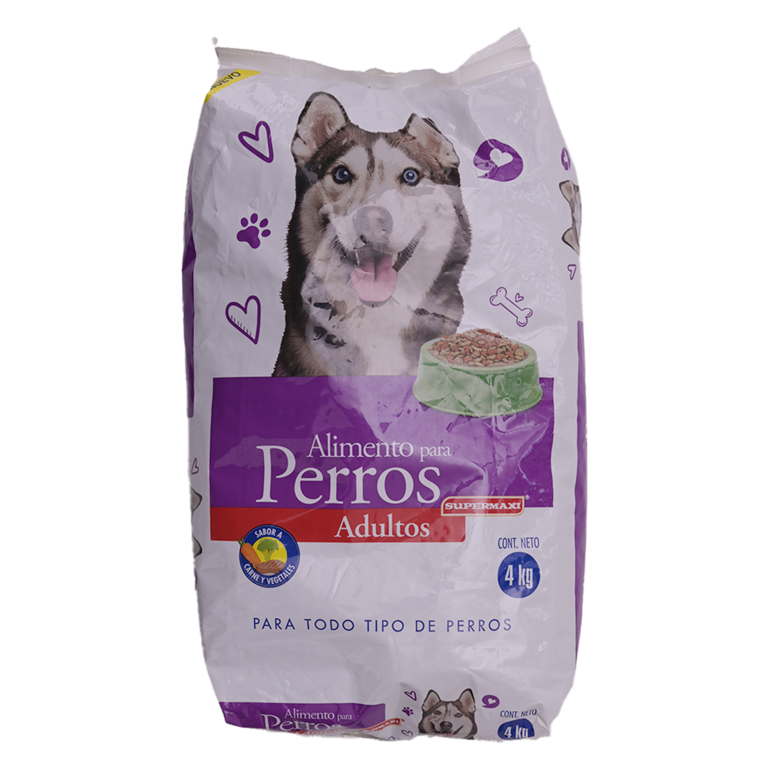Alimento Para Perros Adulto Sabor A Carne Y Vegetales SUPERMAXI 4 Kg