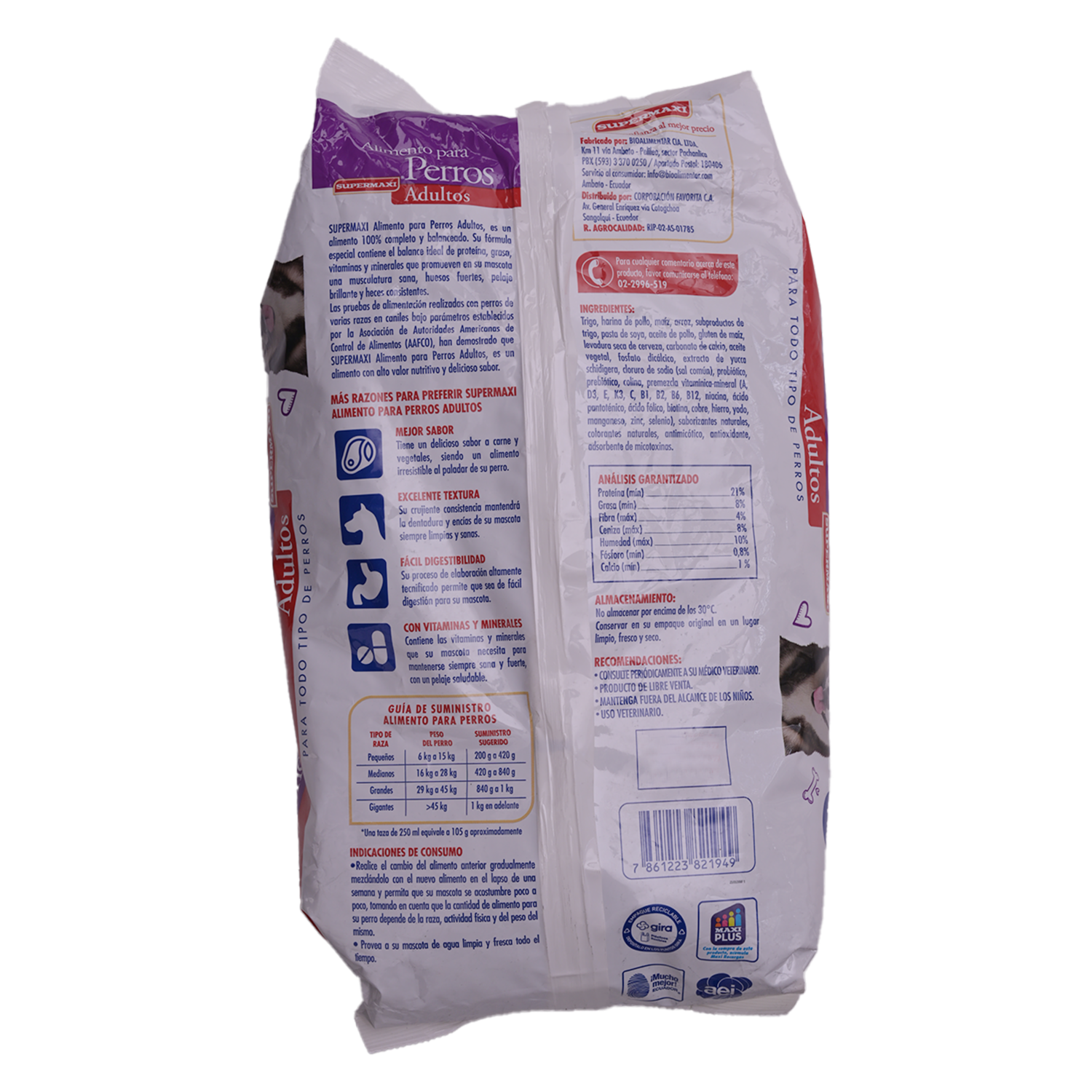 Alimento Para Perros Adulto Sabor A Carne Y Vegetales SUPERMAXI 4 Kg