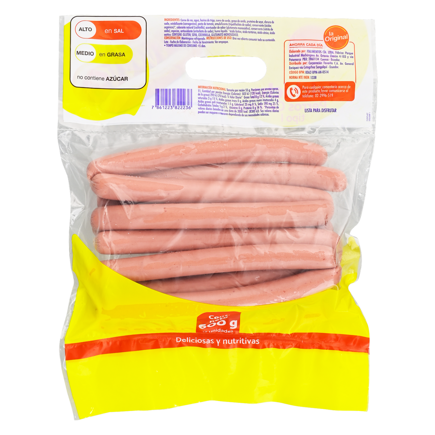 Salchicha Para Perros Calientes LA ORIGINAL 600 G