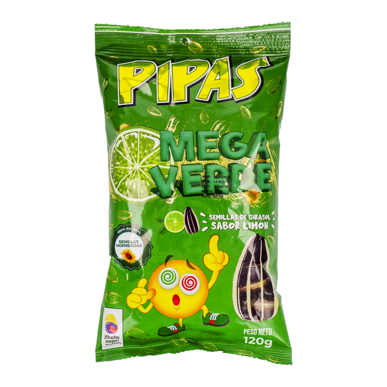 Semillas De Girasol Sabor Mega Limón PIPAS 120 G