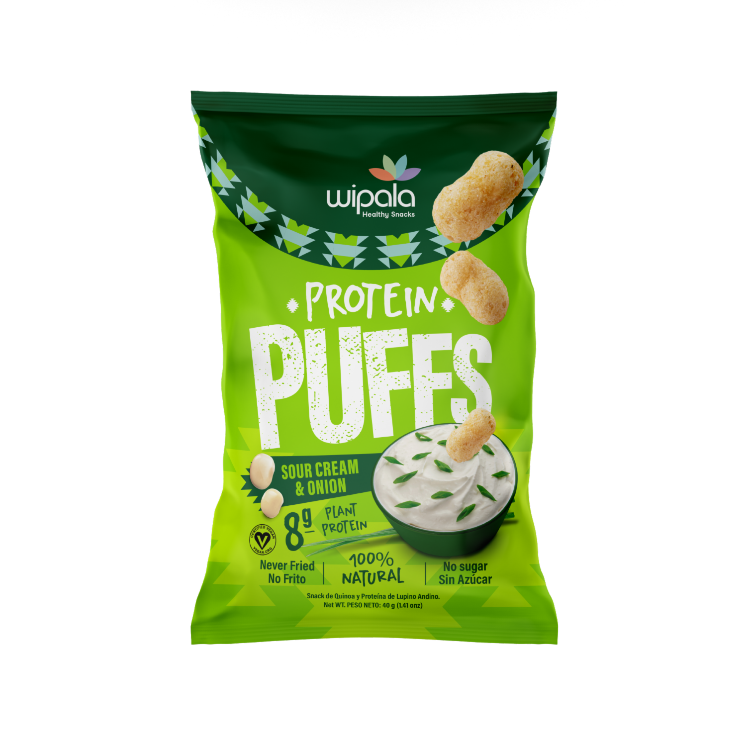 Puff De Proteína Crema Y Cebolla WIPALA 40 G