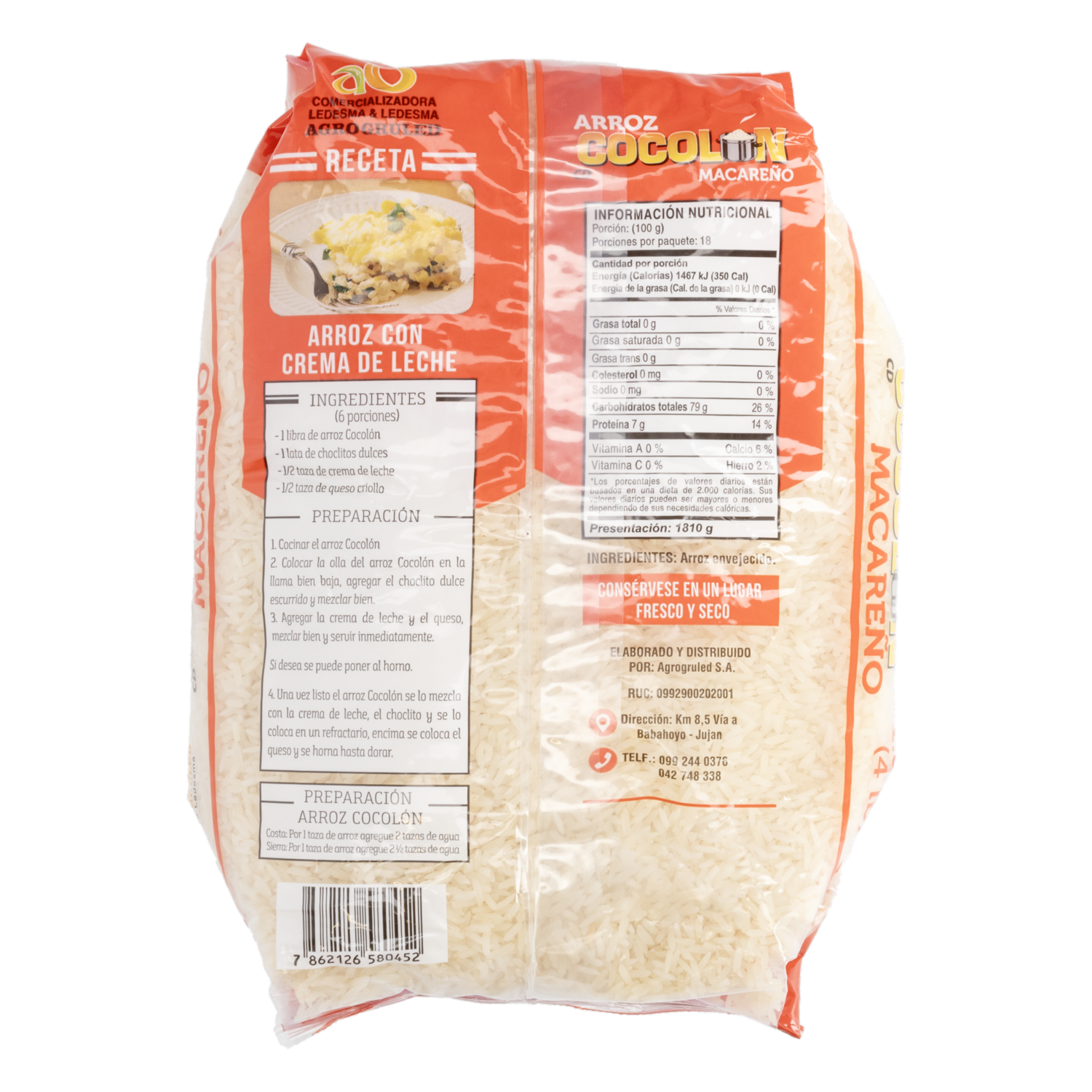 Arroz Blanco Macareño COCOLÓN 1.81 Kg