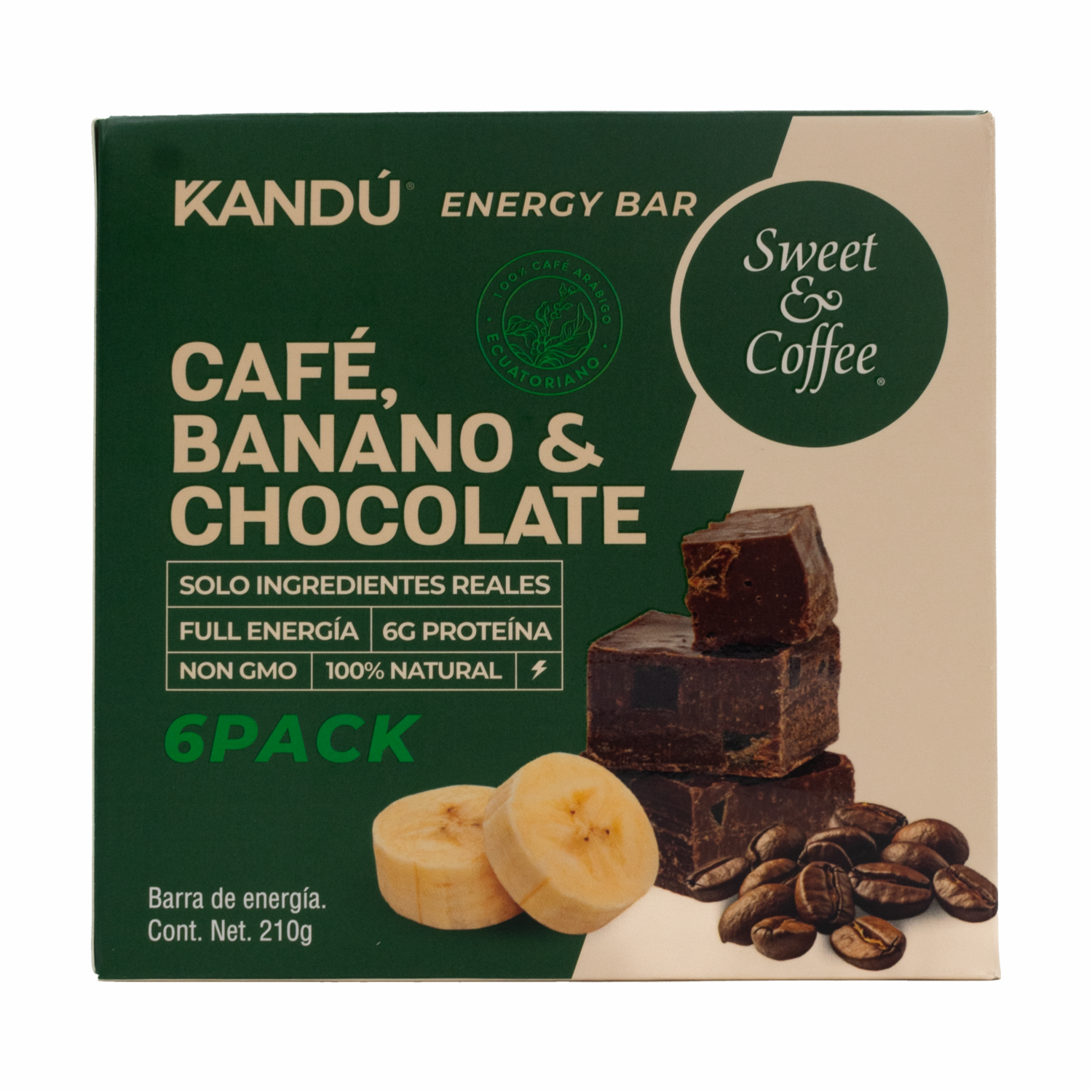 Barra Energética Café Banano Y Chocolate Sweet&Coffee KANDÚ 210 G