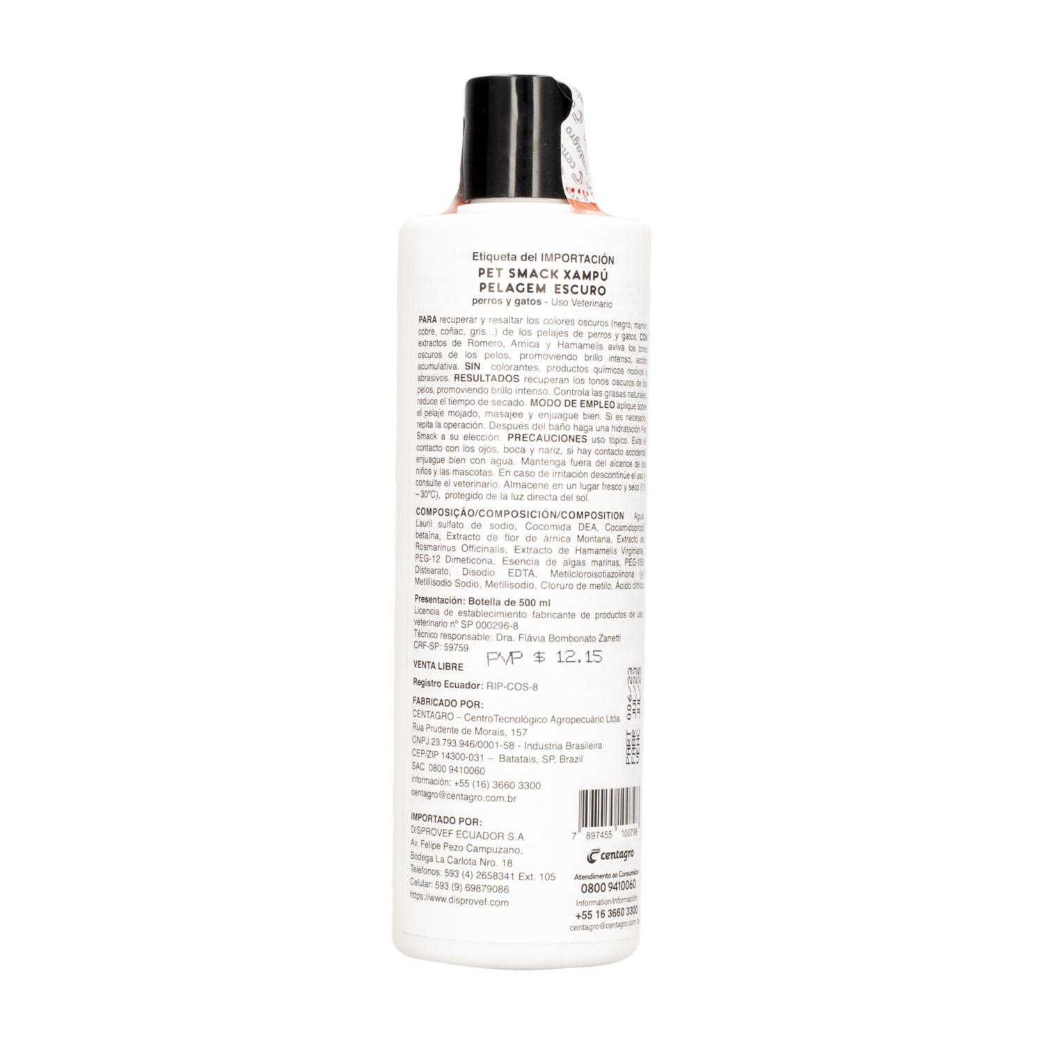 Shampoo Para Mascota Pelaje Oscuro PET SMACK 500 Ml