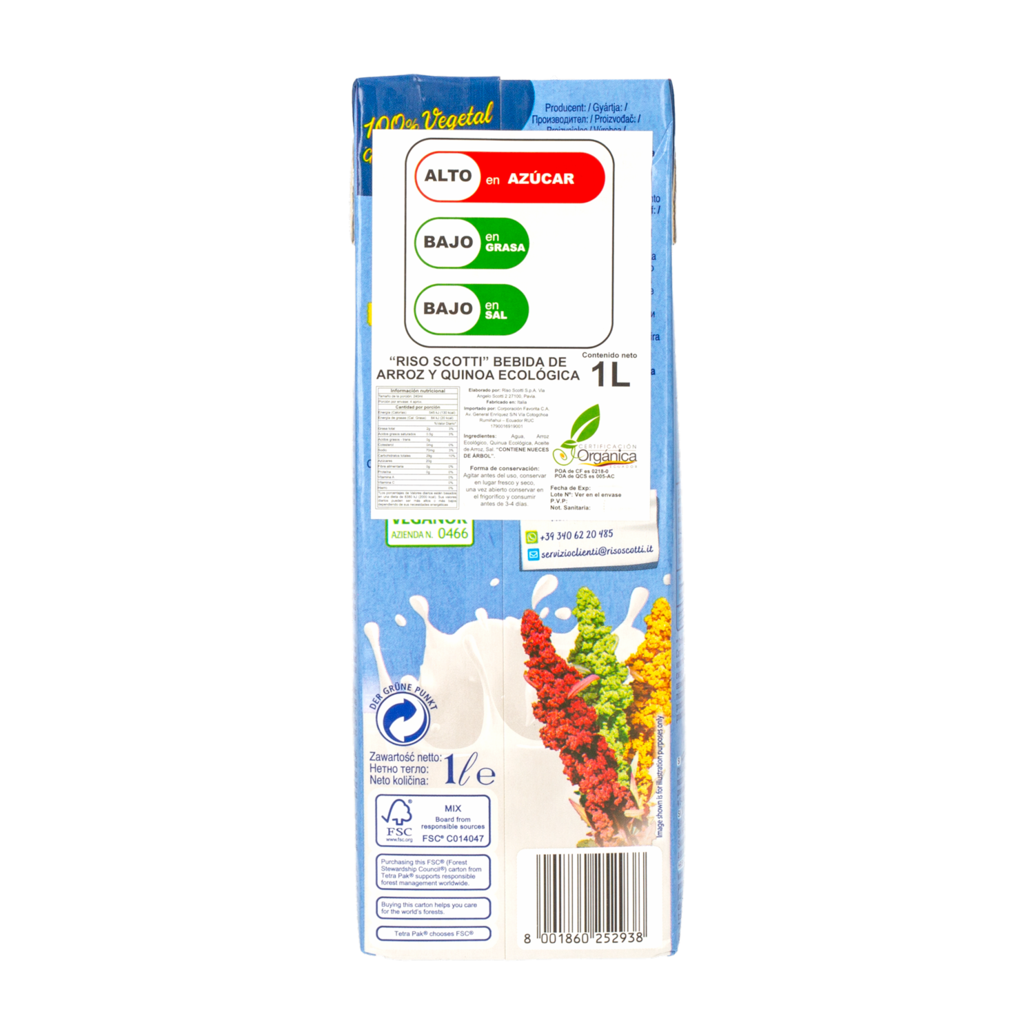 Bebida De Arroz Y Quinoa Ecológica RISO SCOTTI 1000 Ml