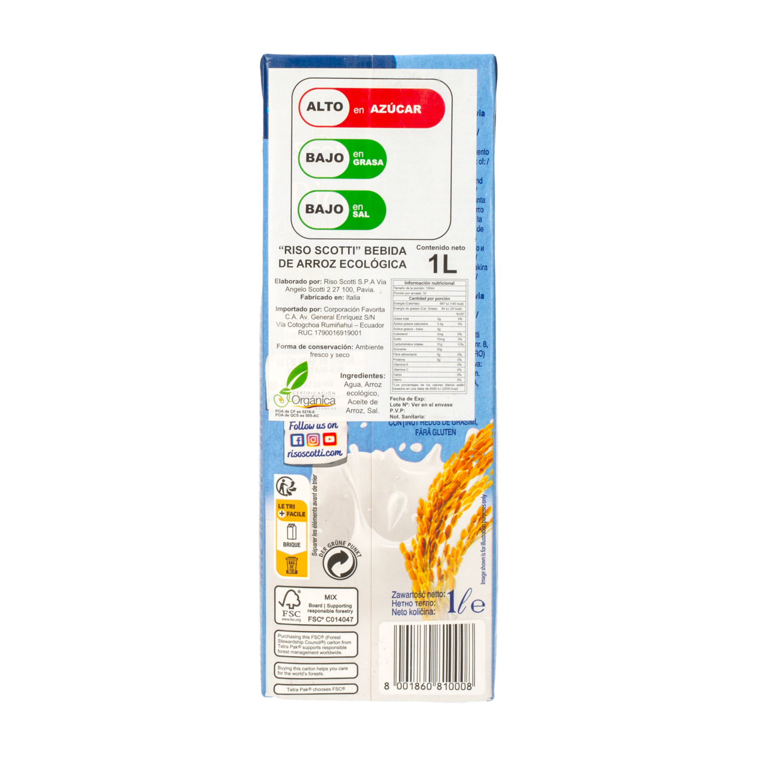 Bebida De Arroz Ecológica RISO SCOTTI 1000 ml