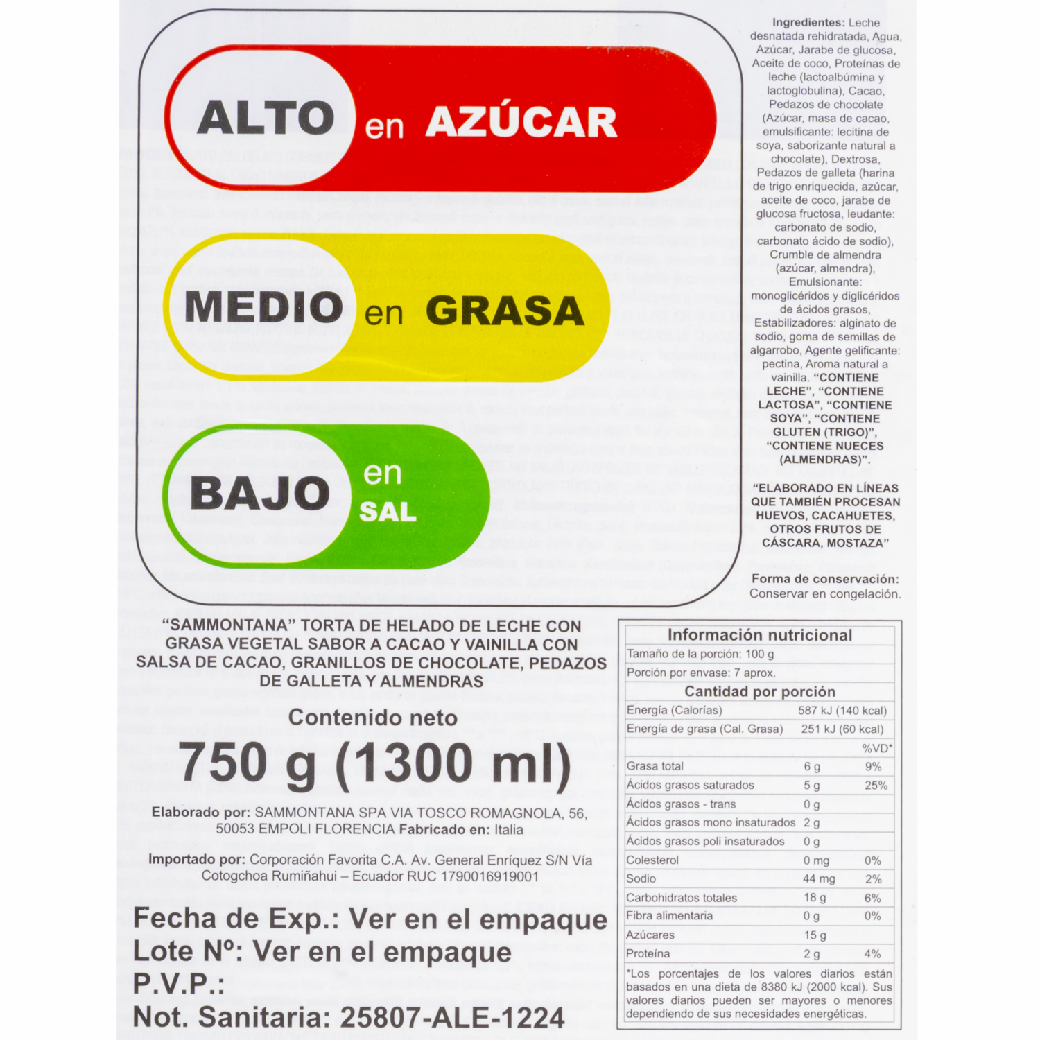 Torta Helada Duchessa Crocante De Almendra SAMMONTANA 750 G