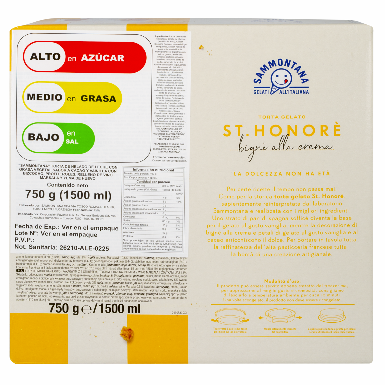 Torta Helada St. Honorè SAMMONTANA 750 G