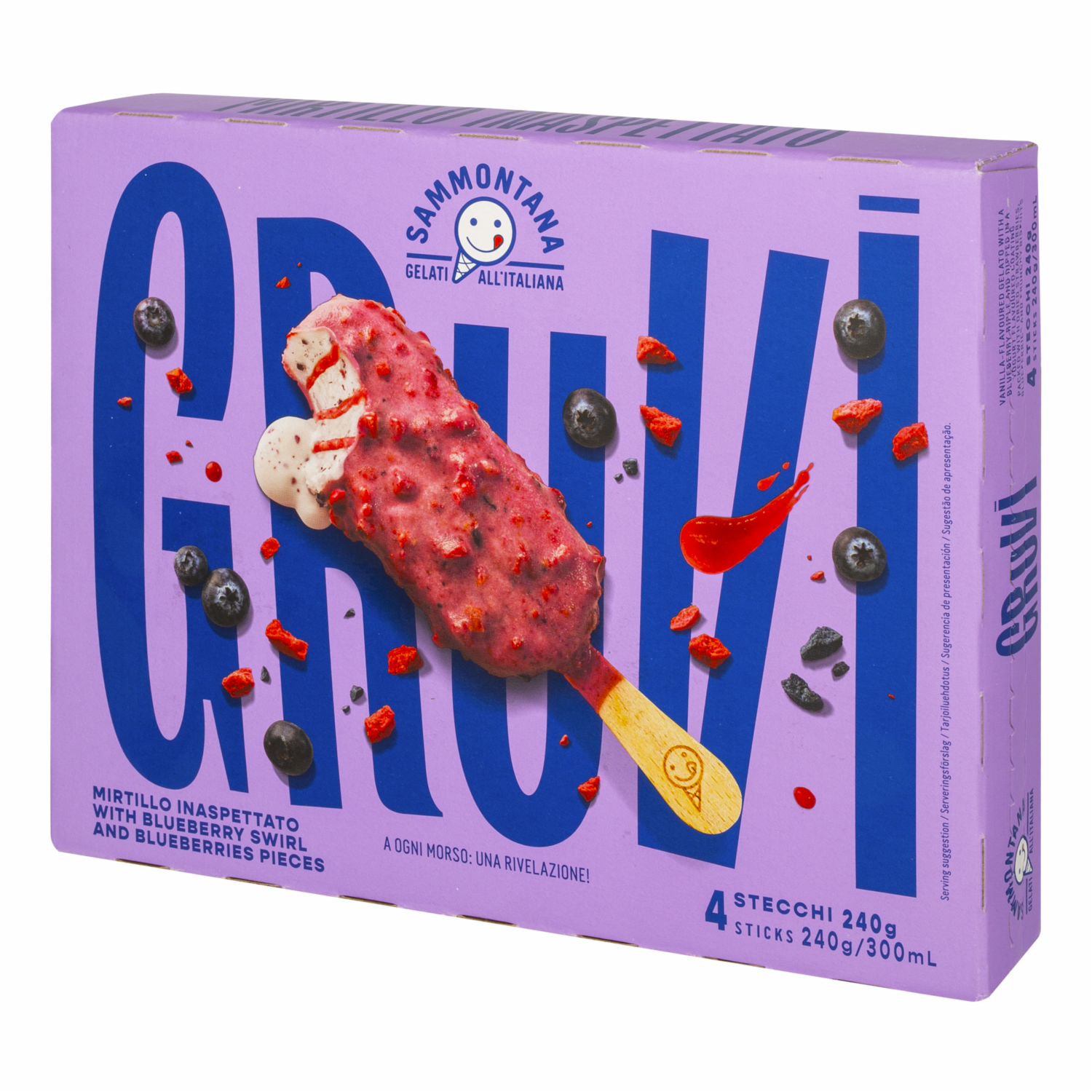 Helado Paleta De Vainilla Con Crumble De Arándano Gruvi SAMMONTANA X 4 Uds