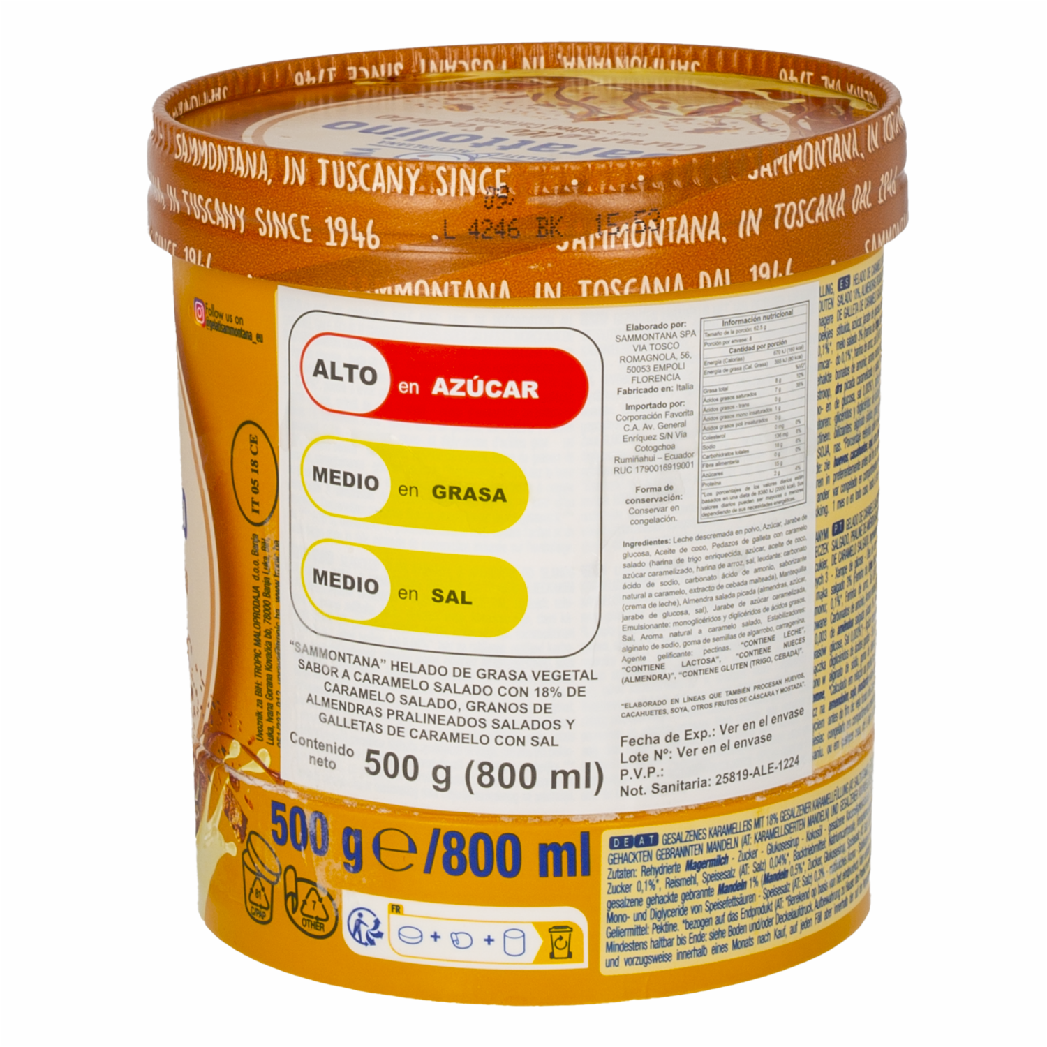 Helado De Caramelo Salado Barattolino SAMMONTANA 500 G