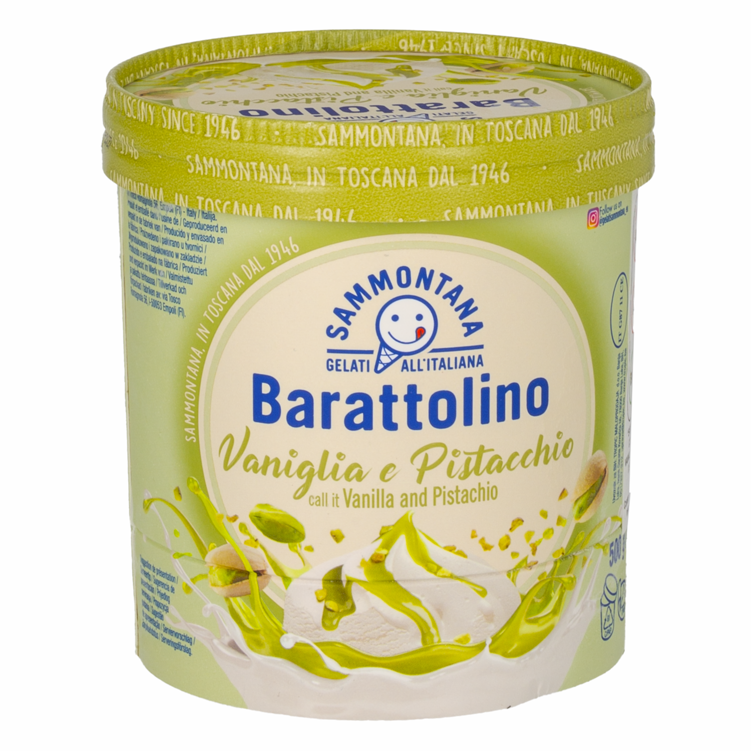 Helado De Vainilla Y Pistacho Barattolino SAMMONTANA 500 G