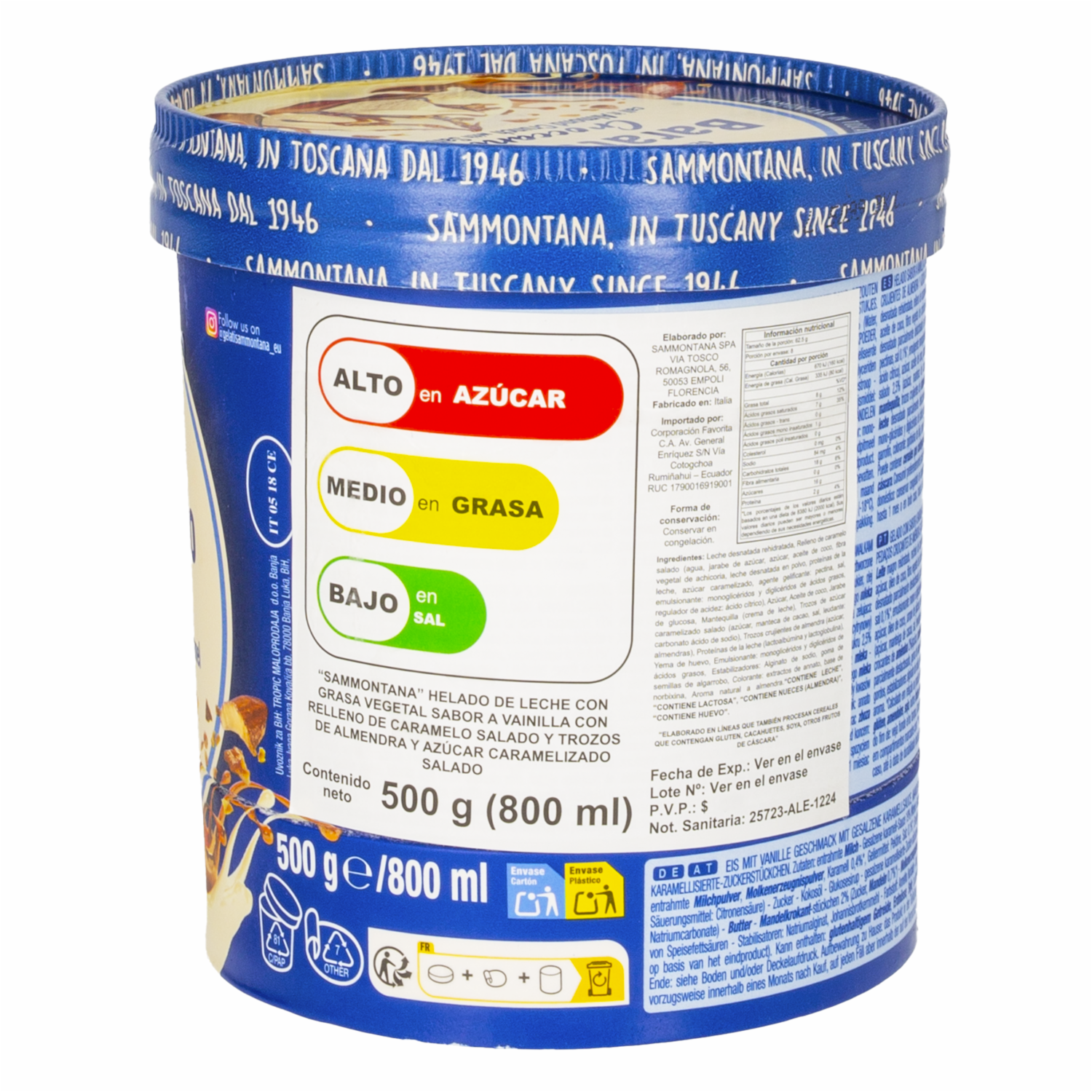 Helado De Almendra Y Caramelo Salado Barattolino SAMMONTANA 500 G
