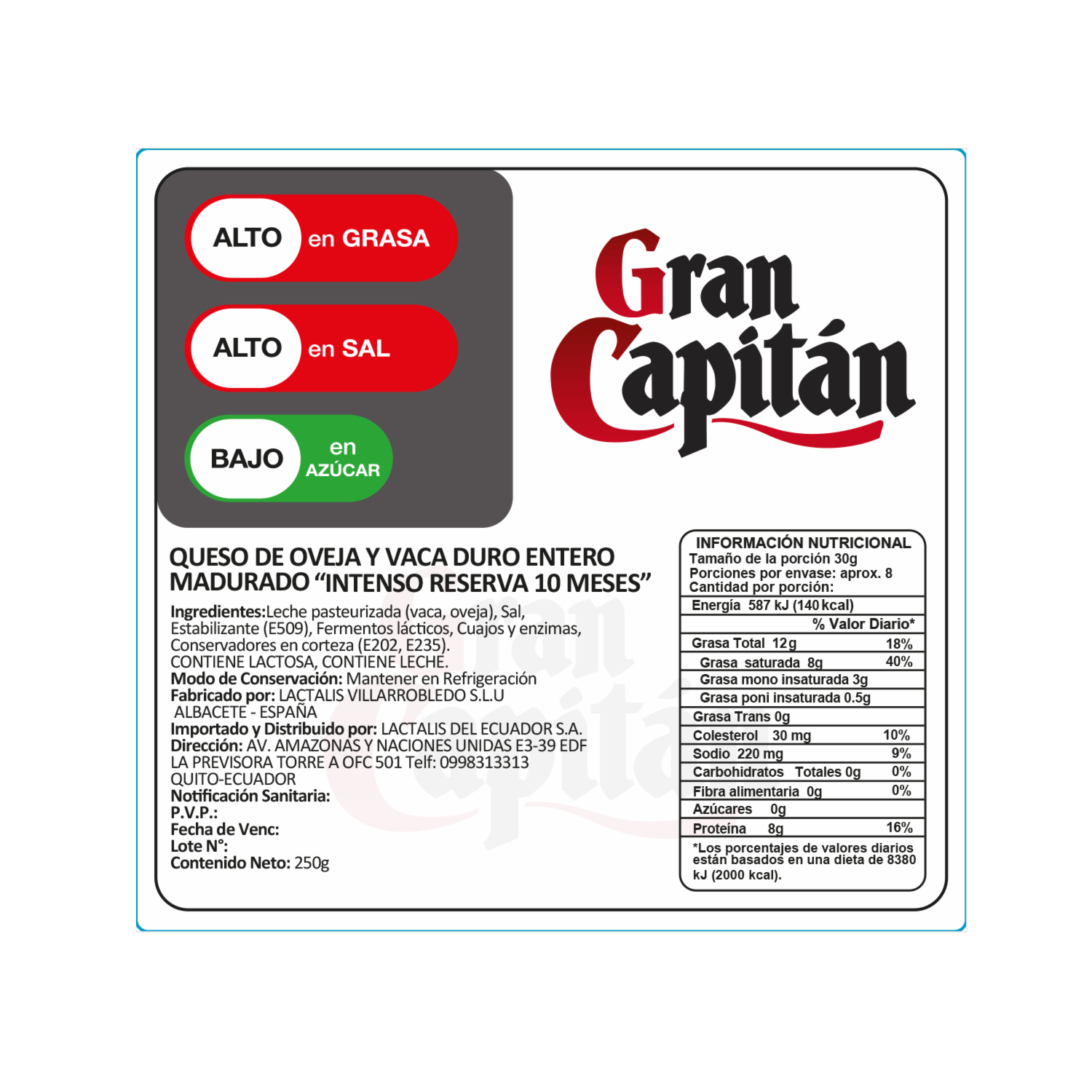 Queso Intenso Selección De Autor GRAN CAPITÁN 250 G