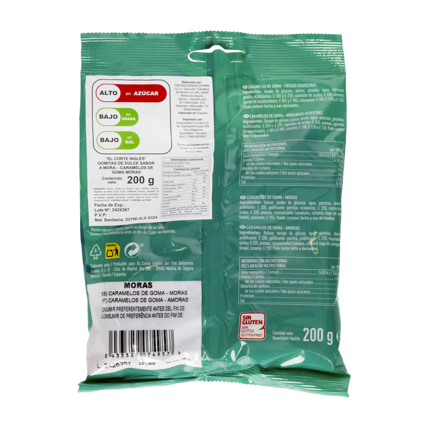 Gomitas Dulces Forma De Moras EL CORTE INGLÉS 200 G