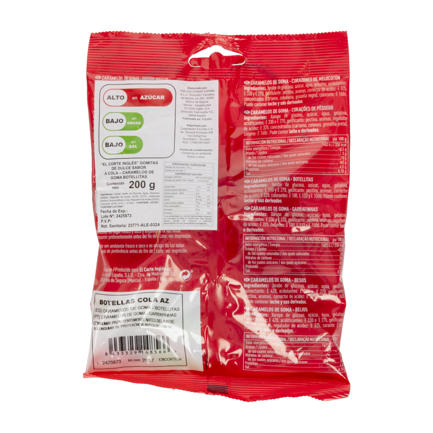 Gomitas Sabor A Cola EL CORTE INGLÉS 200 G