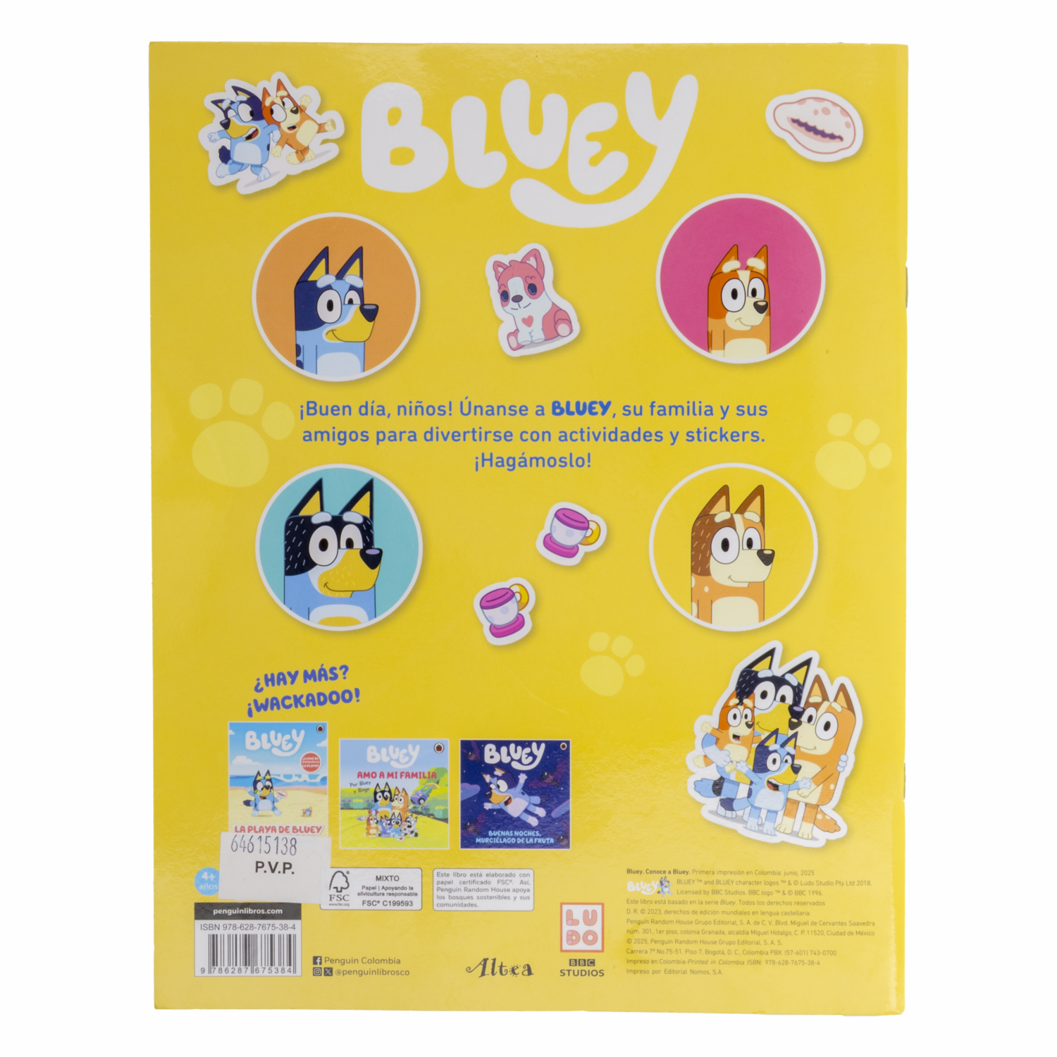 Libro Conoce A Bluey Libro De Actividades y Stickers ALTEA 25 Páginas