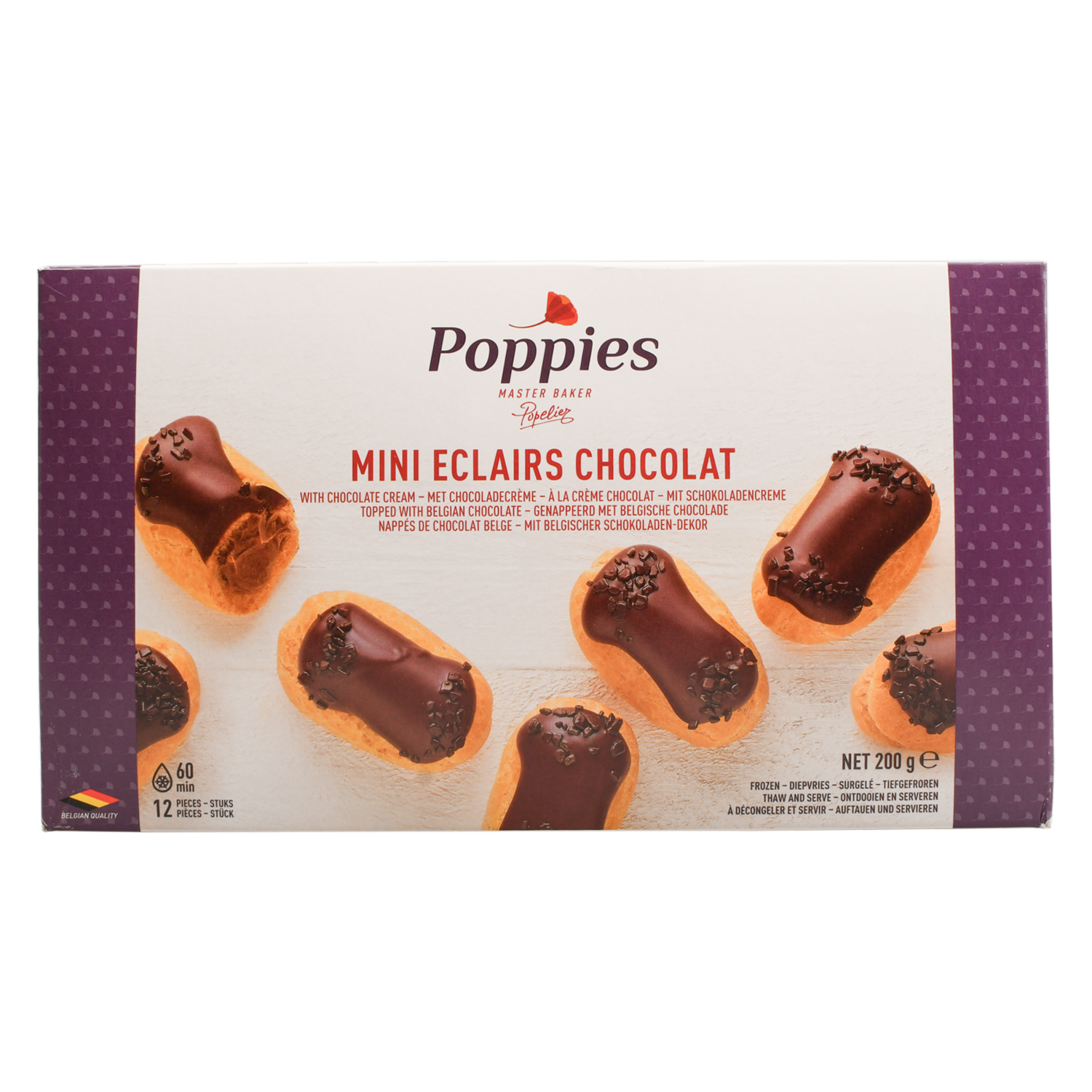 Pastelitos Rellenos De Crema De Chocolate Congelados POPPIES X 12 Uds