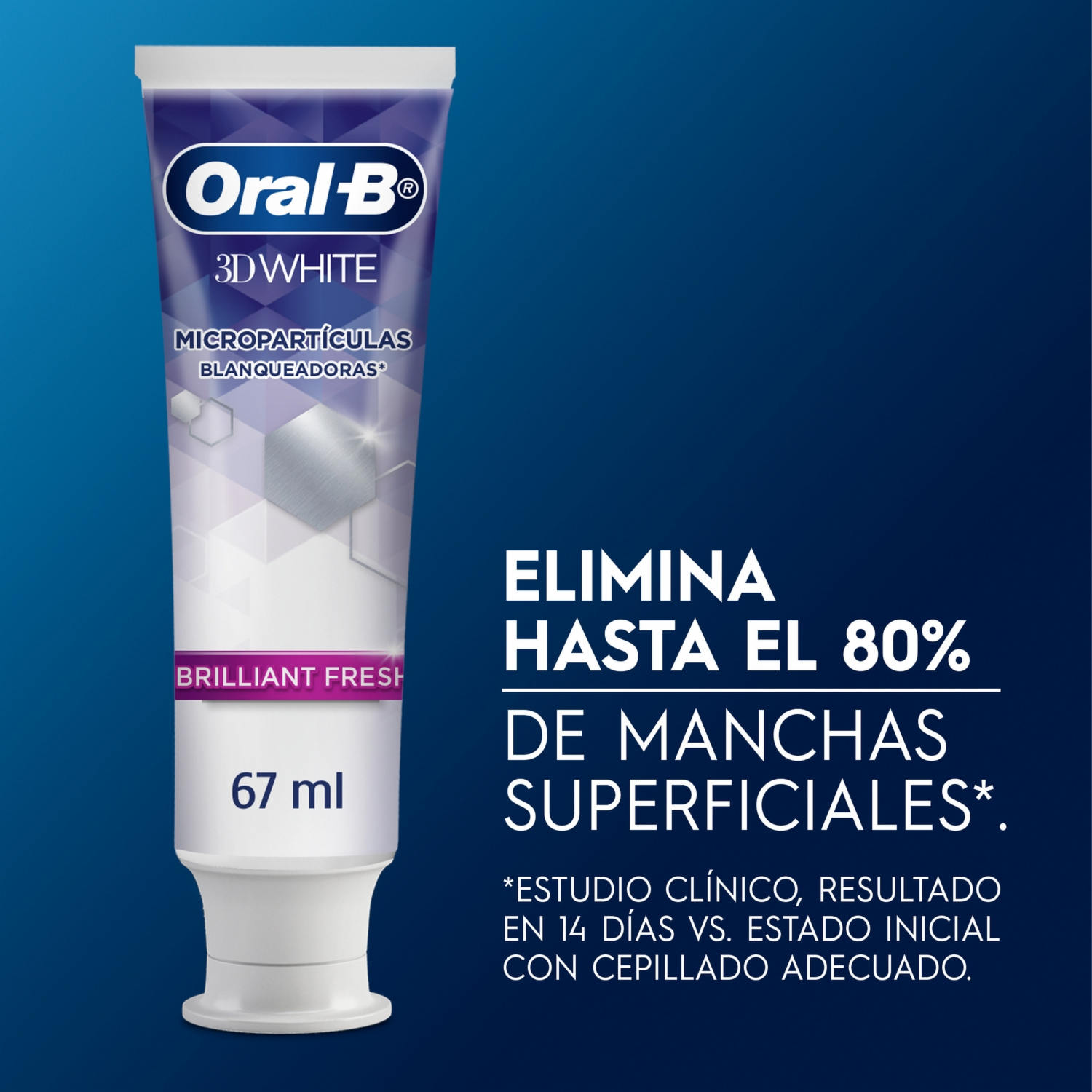 Pasta Dental 3D White Brilliant Fresh Micropartículas Blanqueadoras ORAL-B 134 Ml